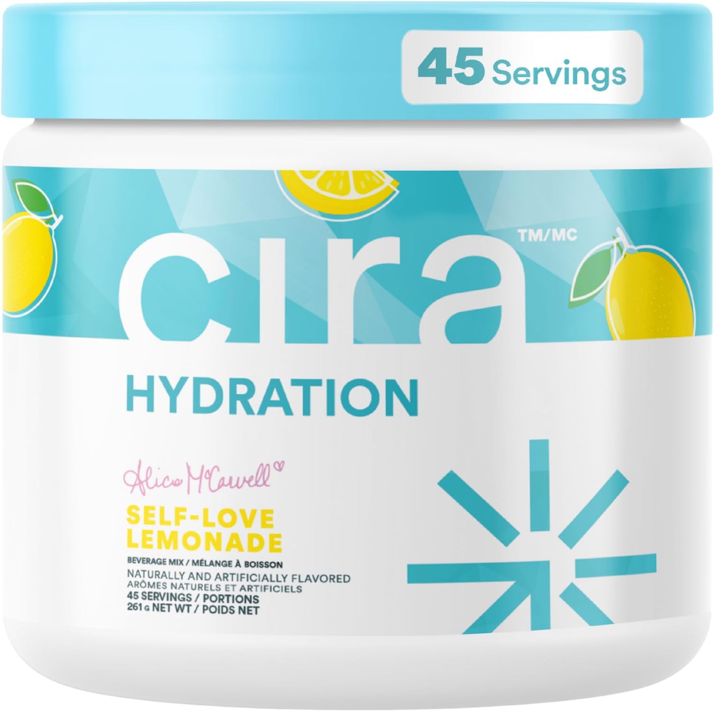 Cira Hydration Electrolytes Powder - Cira x Alicia McCarvell’s Daily Electrolyte Powder, Sugar Free w Himalayan Salt, Magnesium, & Potassium for Dehydration Relief - Self-Love Lemonade, 45 Servings 🍁 All In One Marketplace Canada