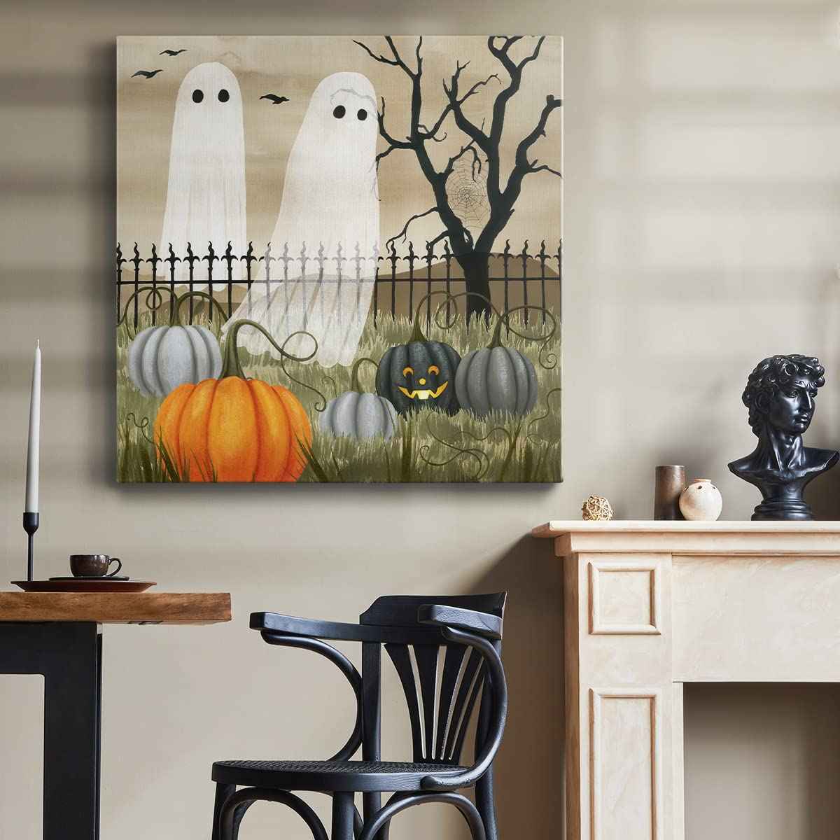 Renditions Gallery Modern Canvas Wall Art Pictures for Office Decorations Halloween Hunted Pumpkin Patch Premium Wall Hanging Wooden Artwork for Livingroom Kitchen Paintings - 10"X10" LT508