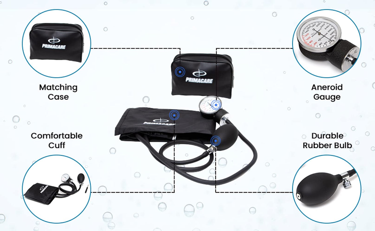 PrimaCare DS-9192 Classic Series Adult Size Professional Blood Pressure Kit with Aneroid Sphygmomanometer, Latex-Free, Inflation System 🍁 All In One Marketplace Canada