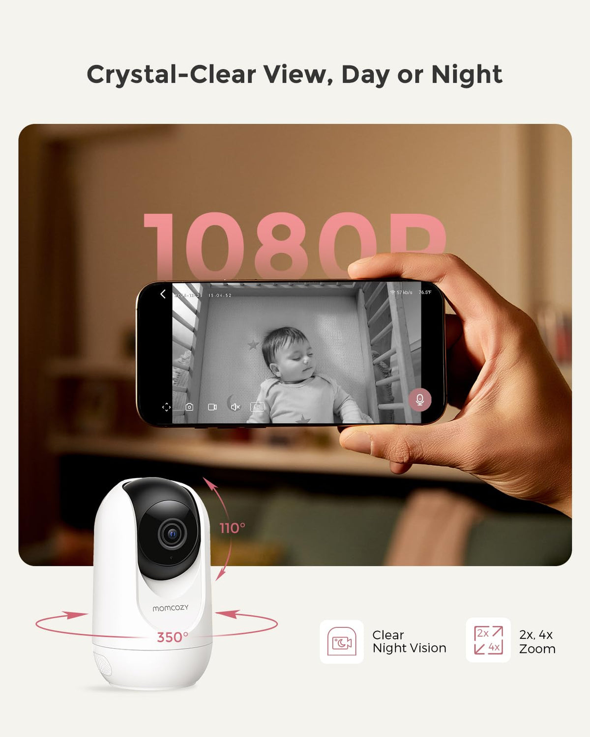 Momcozy Smart WiFi Baby Monitor with Camera and Audio, 5" 1080P Screen with Wall Mount, Motion & Cry Detection, Safe Fence,Clear Night Vision, 5000mAh Battery, 2-Way Talk, Photo & Video Recording,BM04 🍁 All In One Marketplace Canada
