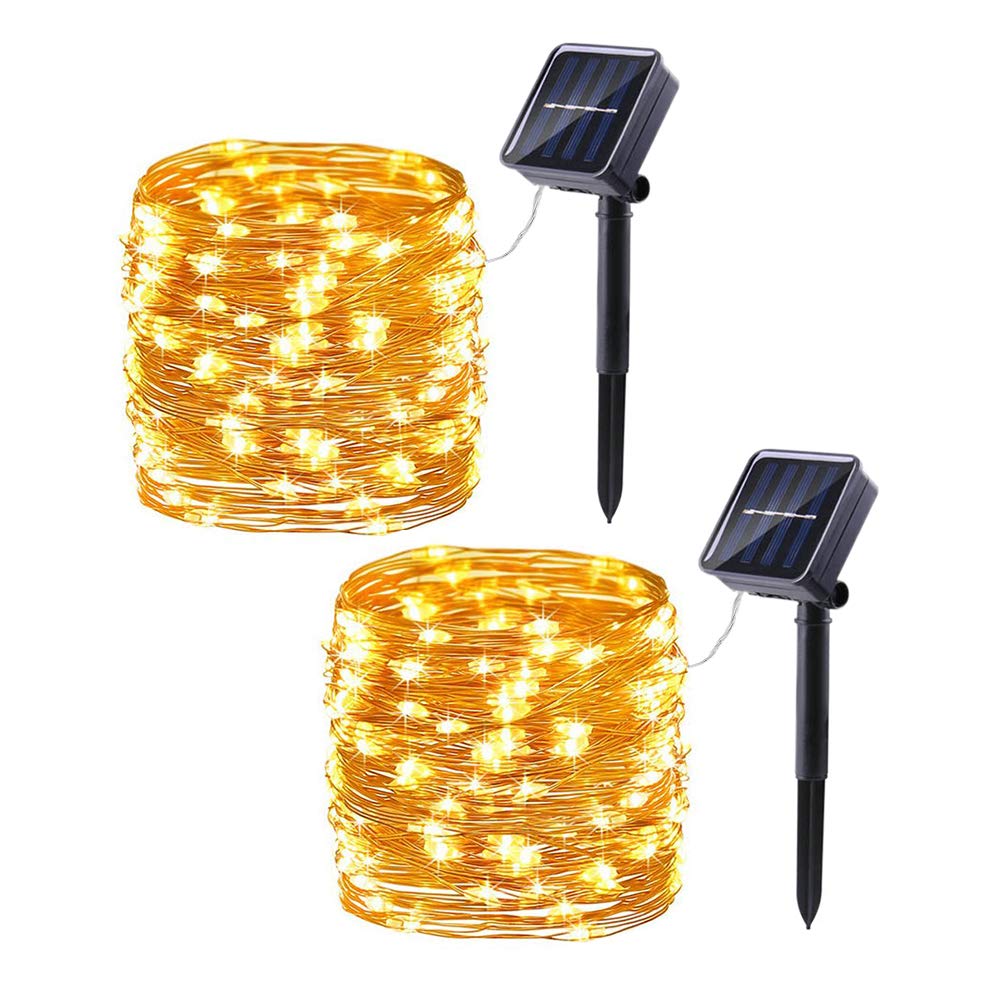Lomotech Solar String Lights Outdoor - 2 Pack Total 66ft 200LED Solar Fairy Lights Waterproof 8 Modes Twinkle Lights for Outdoor, Patio, Garden, Yard, Party, Wedding, Tree Decoration (Warm White) 🍁 All In One Marketplace Canada