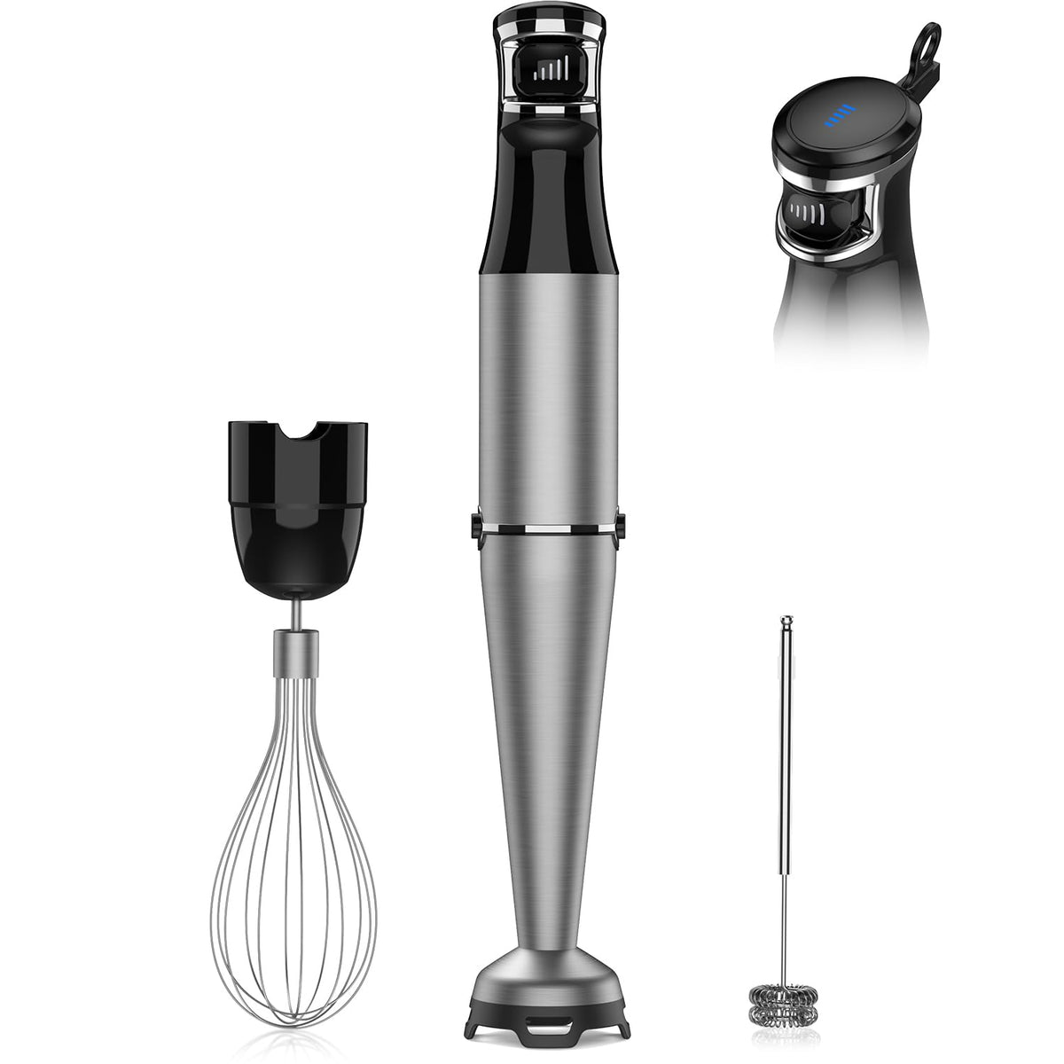 Immersion Blender Handheld 1100W - 3 in 1 Hand Blenders Set with Trigger Speed Control Stainless Steel Emulsion Stick with Whisk and Milk Frother, Emulsifier for Kitchen for Soup, Smoothie, Puree 🍁 All In One Marketplace Canada