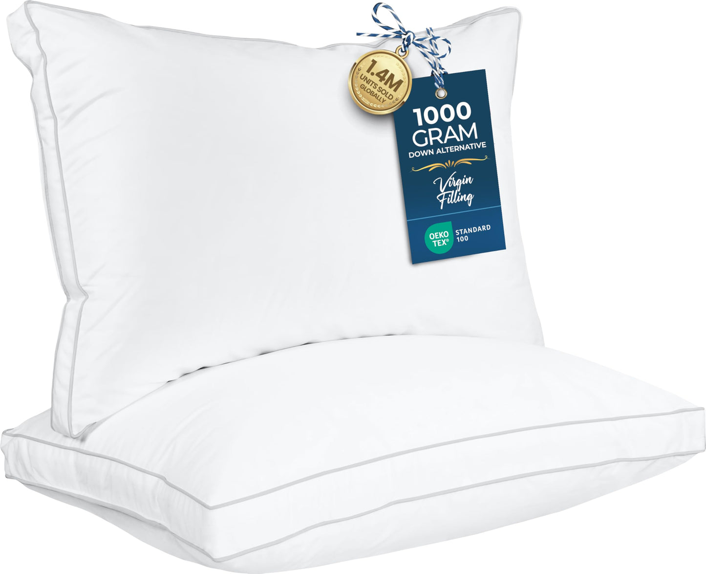 Utopia Bedding Bed Pillows for Sleeping Queen Size (White Hem), Set of 2, Cooling Hotel Quality, Gusseted Pillow for Back, Stomach or Side Sleepers 🍁 All In One Marketplace Canada
