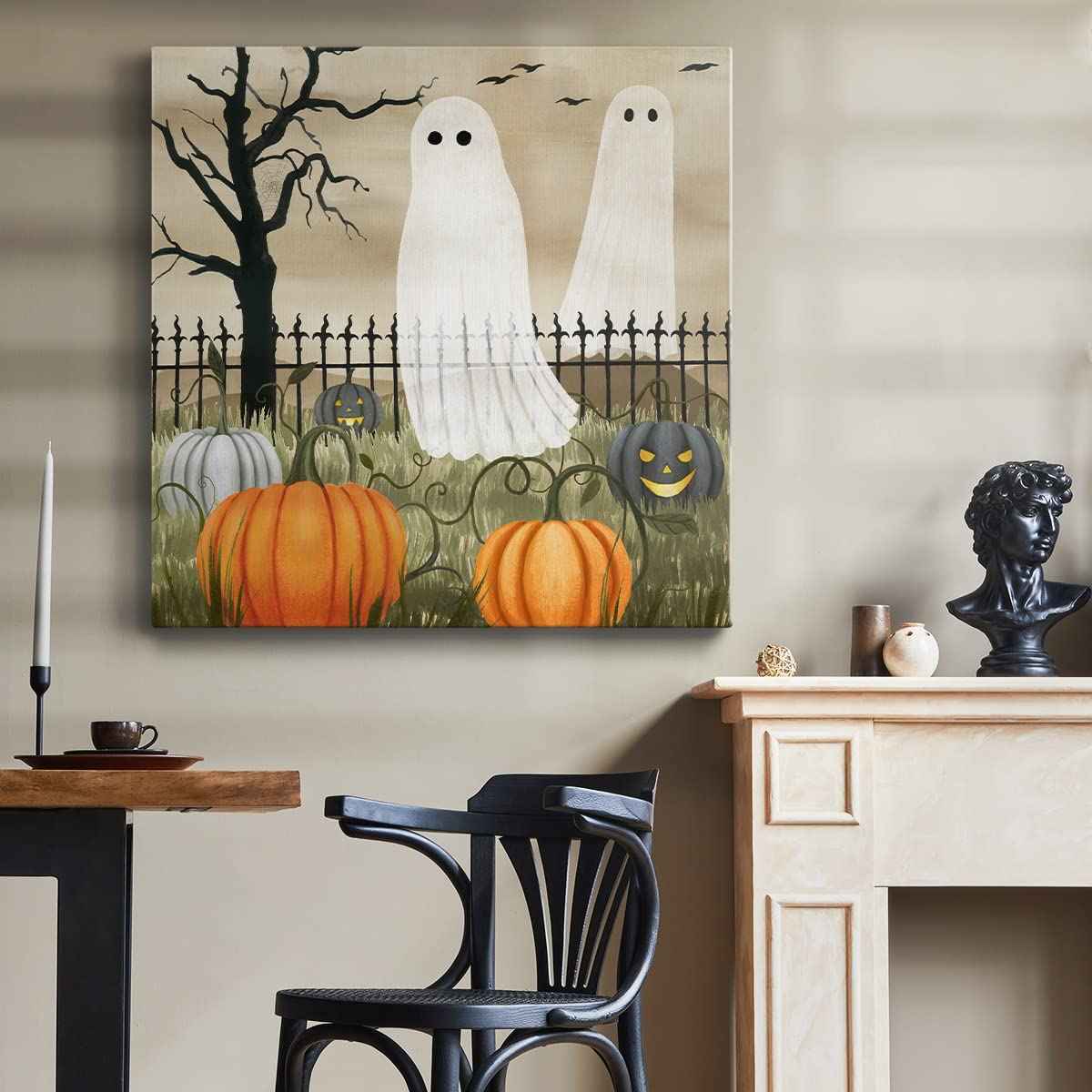 Renditions Gallery Modern Canvas Wall Art Pictures for Office Decorations Halloween Hunted Pumpkin Patch Premium Wall Hanging Wooden Artwork for Livingroom Kitchen Paintings - 32"X32" LT508
