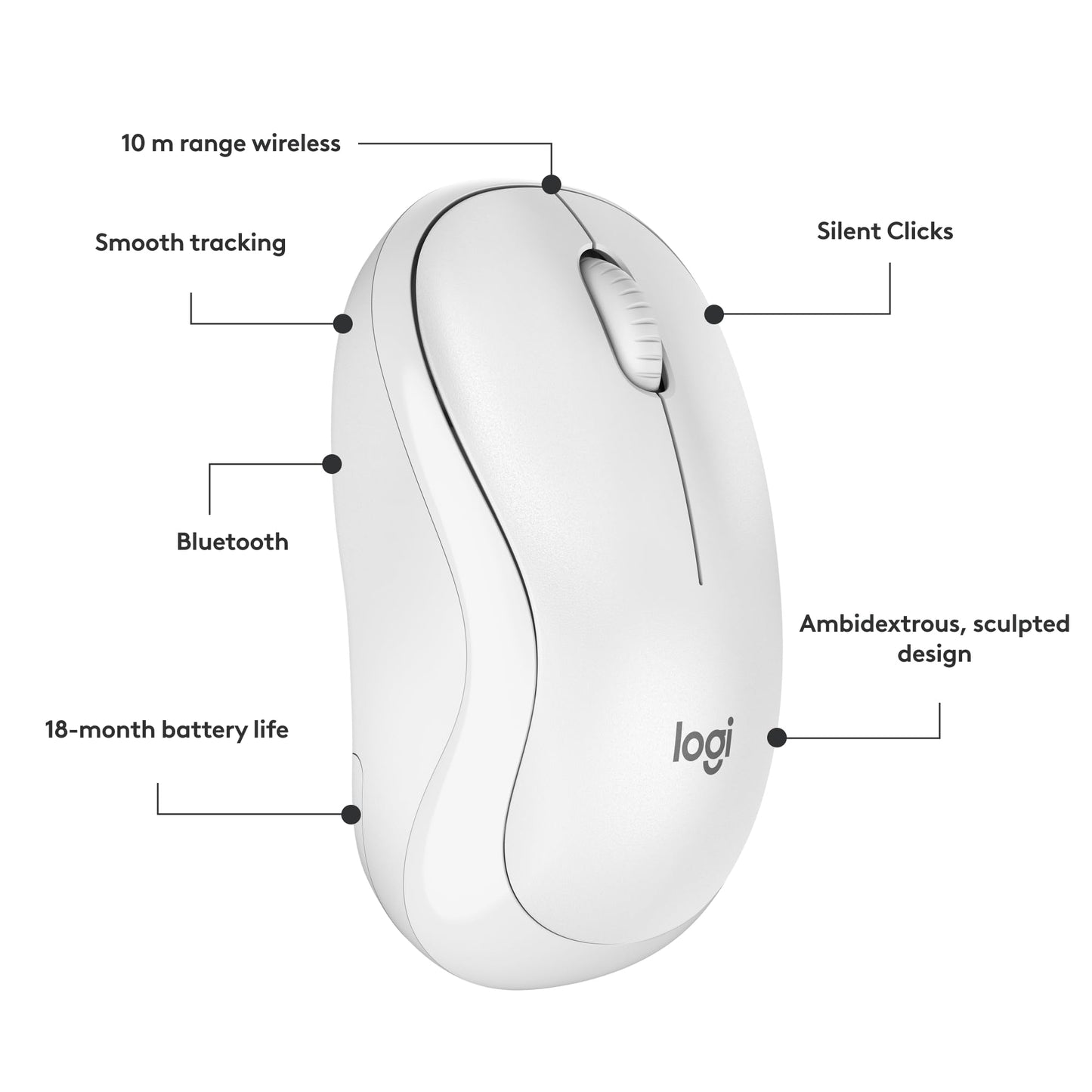 Logitech M240 Silent Bluetooth Mouse, Wireless, Compact, Portable, Smooth Tracking, 18-Month Battery, for Windows, macOS, ChromeOS, Compatible with PC, Mac, Laptop, Tablets - Off White 🍁 All In One Marketplace Canada