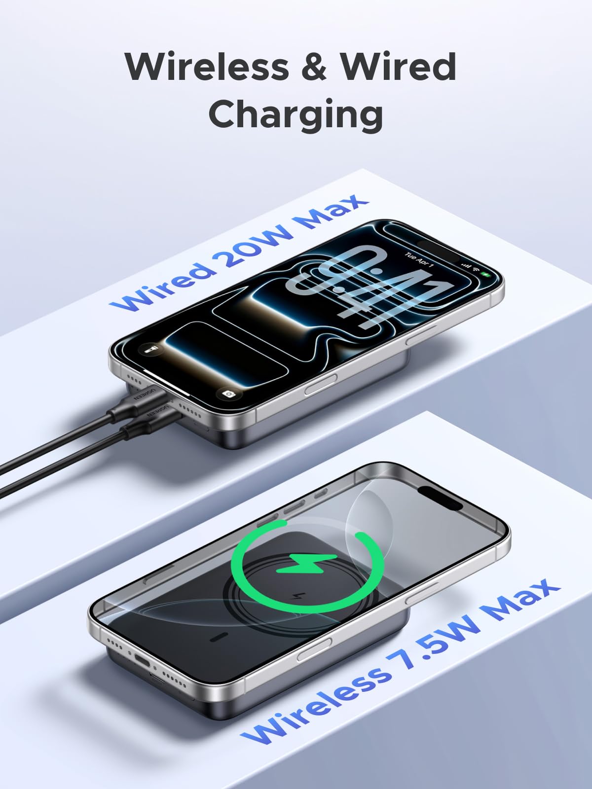 UGREEN 10000mAh PD 20W Magnetic Battery Pack Power Bank for iPhone, 7.5W Wireless Portable Charger with Magsafe, Skin-Friendly Compatible with iPhone 17/16/15/14/13 Series-Black, Includes USB-C Cable 🍁 All In One Marketplace Canada