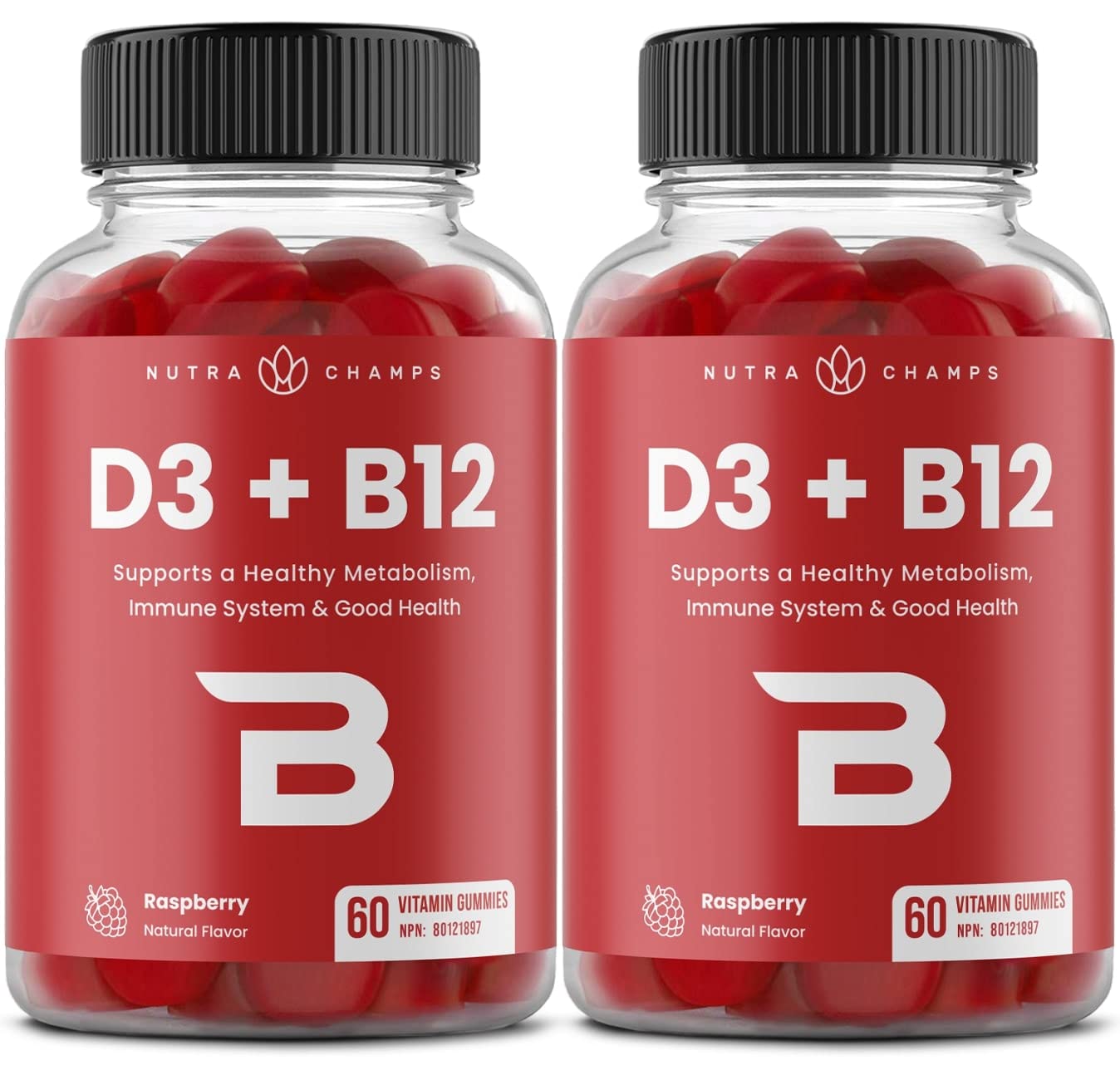 Vitamin D3 1000 IU + B12 1000mcg Per Serving | Chewable Vitamins B & D Gummies for Adults, Kids, Women & Men | Enhanced With Folate for Energy & Immunity | 120 Gummies 🍁 All In One Marketplace Canada