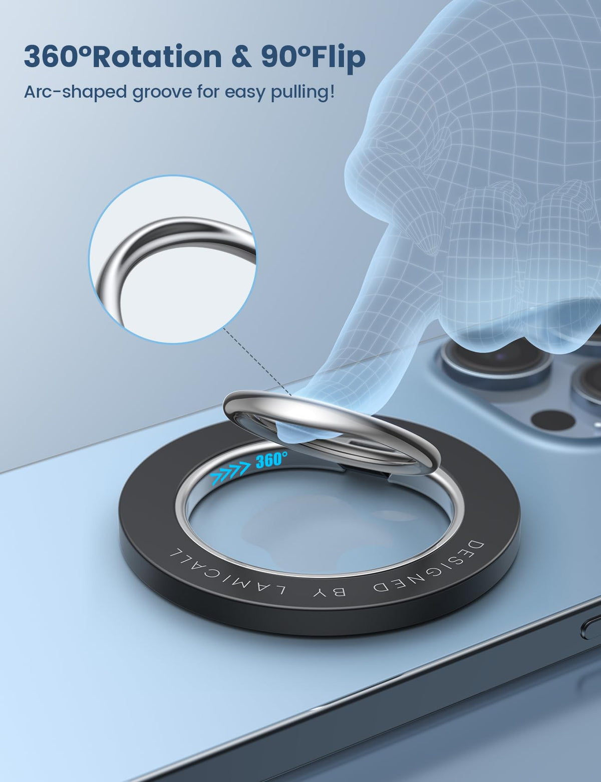 Lamicall Magnetic Finger Phone Ring Holder - Magnetic Phone Ring Holder for MagSafe, Magnet Ring Grip Stand, for iPhone 17 16 15 14 13 12, Pro, Pro Max, Mini, Air for Magsafe Accessories, Misty Black 🍁 All In One Marketplace Canada