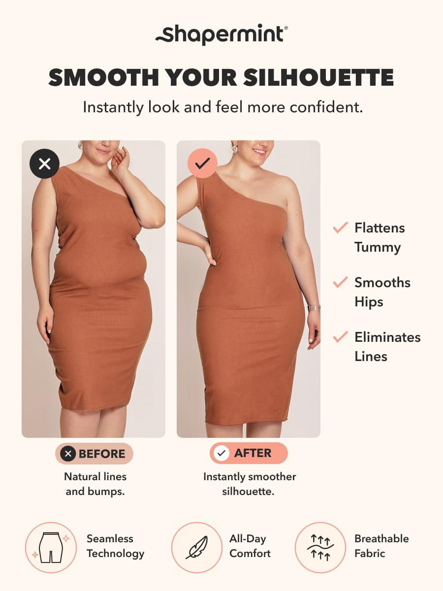 SHAPERMINT All Day Every Day High Waisted Shaper Shorts - Shapewear Women Tummy Control Underwear, Body Shaper for Women Nude 🍁 All In One Marketplace Canada