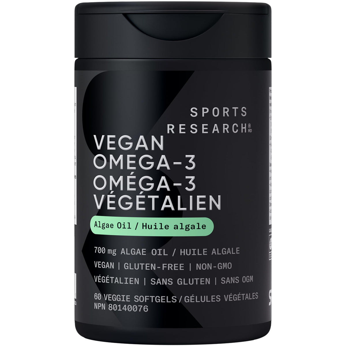 Sports Research Vegan Omega-3 Fish Oil Alternative from Algae Oil - Highest Levels of DHA & EPA Fatty Acids | Non-GMO Verified & Vegan Certified - 60 Veggie Softgels (Carrageenan Free) 🍁 All In One Marketplace Canada