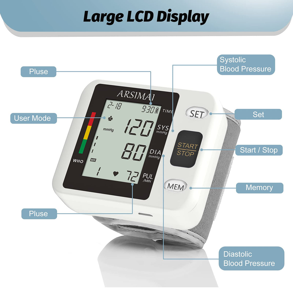 Blood Pressure Monitor - Wrist Accurate Automatic High Blood Pressure Monitors Portable LCD Screen with Storage Case and Adjustable Cuff Powered by Battery -Black 🍁 All In One Marketplace Canada