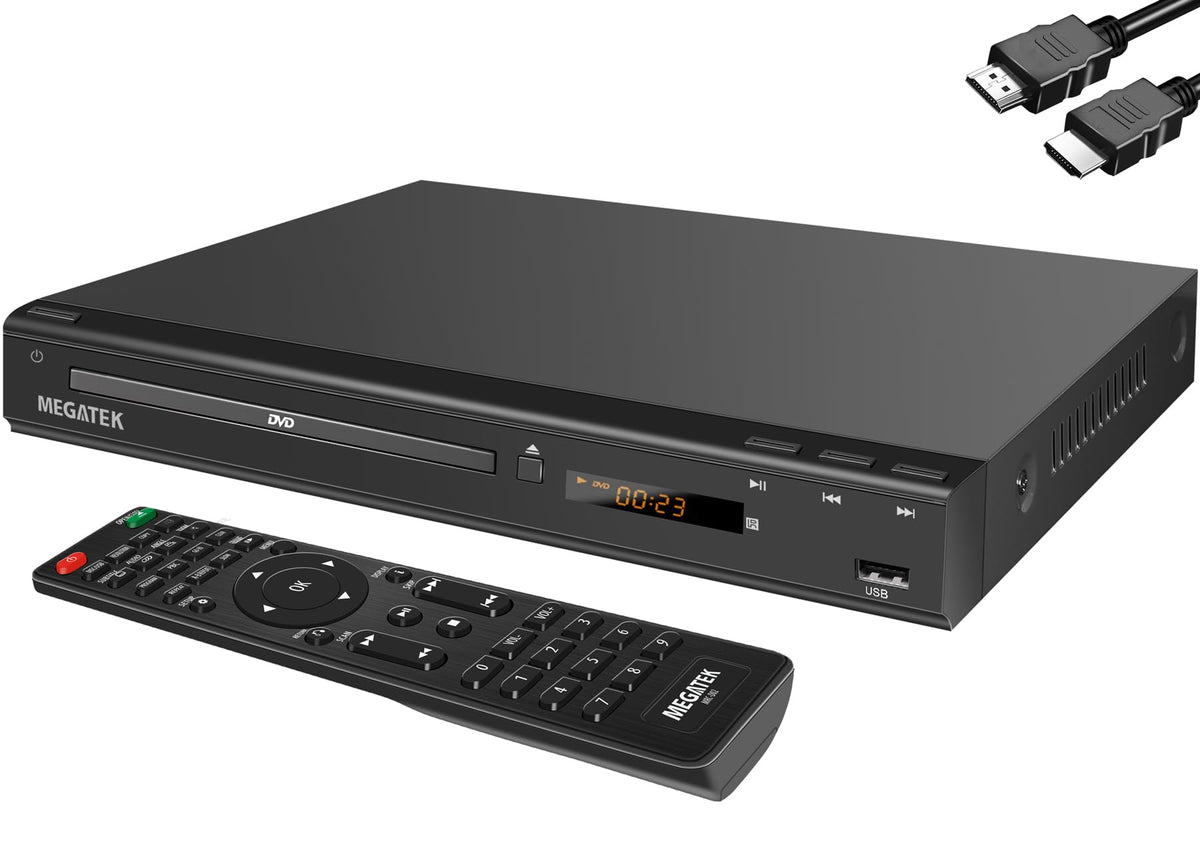 MEGATEK Region-Free HDMI DVD Player for TV, Compact CD/DVD Player with USB Port, Plays All Region DVDs & Multi Formats, Metal Housing, HDMI/RCA Cables & Remote Included 🍁 All In One Marketplace Canada