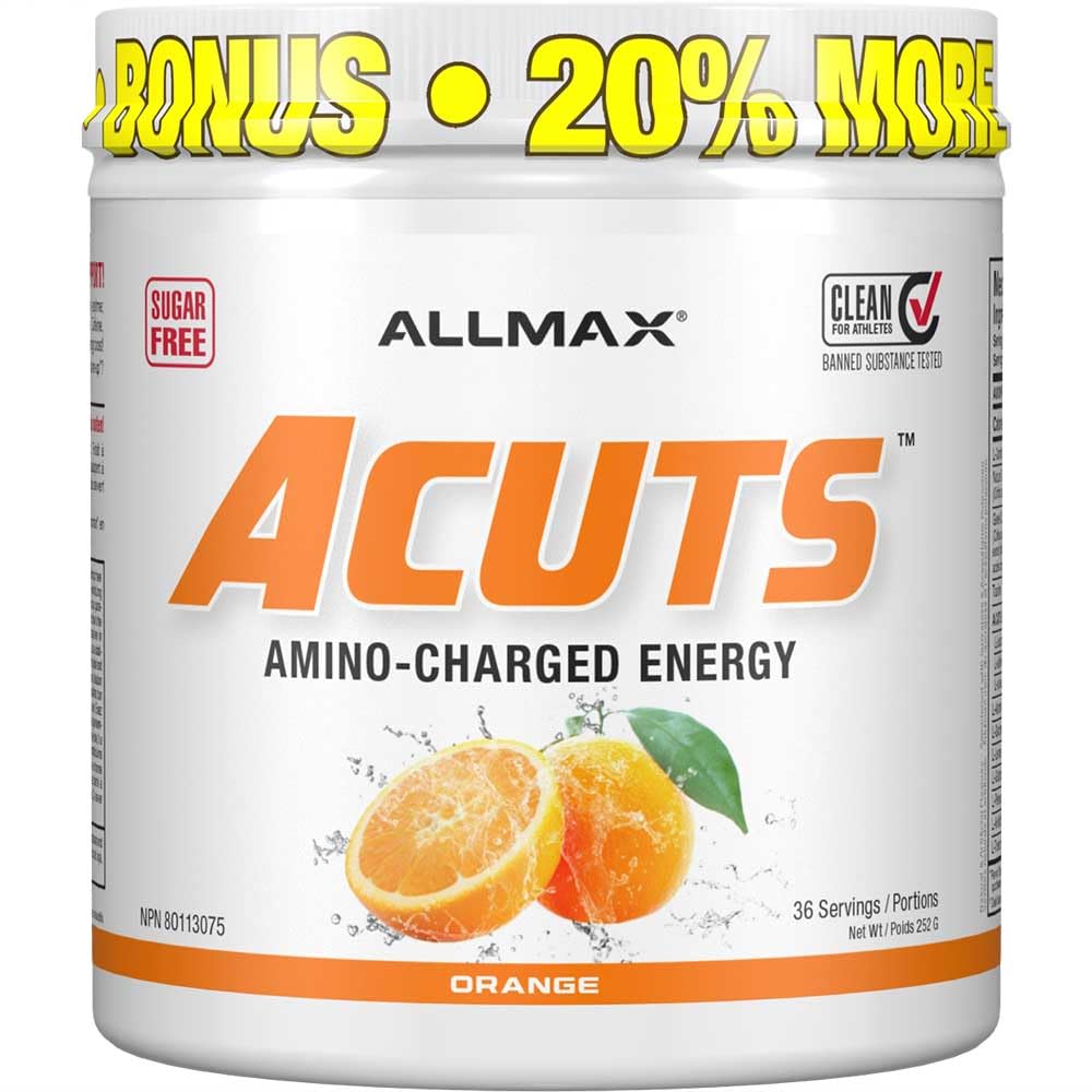 ALLMAX ACUTS Amino Energy Powder with Amino Acids Supplement, Orange, 36 Servings, Caffeine, Green Coffee Extract, 2000 mg Taurine, L-Carnitine, Sugar Free, Gluten & Dye Free, Amino Acid Drink 🍁 All In One Marketplace Canada