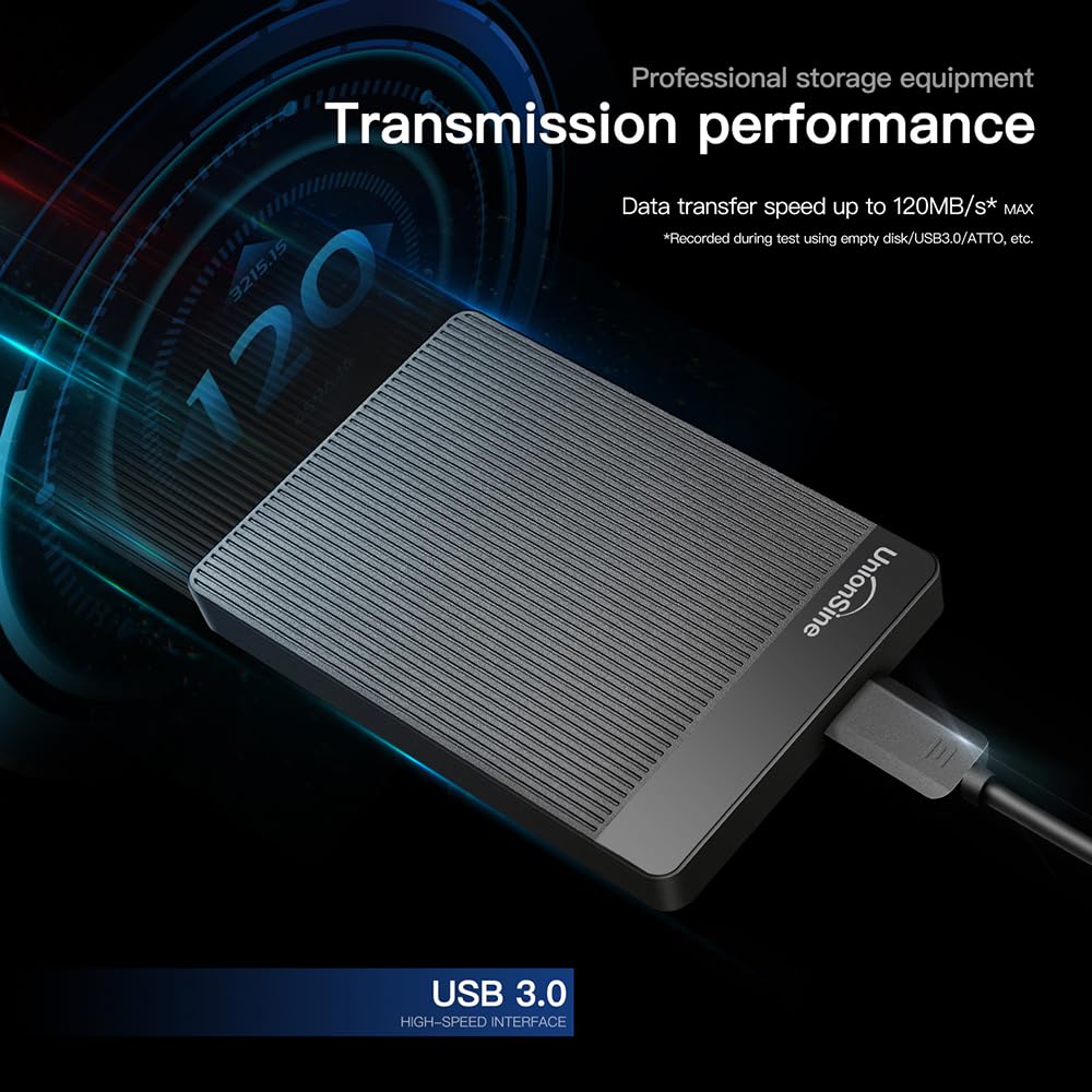 UnionSine 2TB Ultra Slim Portable External Hard Drive HDD-USB 3.0 Storage for PC, Mac, Laptop, PS4, Xbox one, Xbox 360-(Black) 🍁 All In One Marketplace Canada