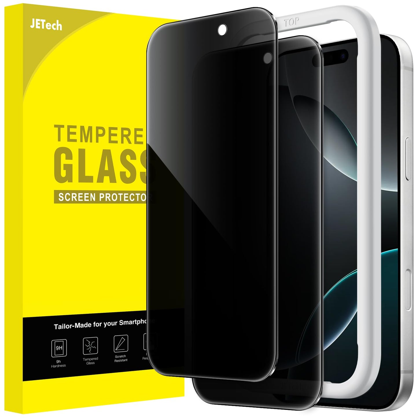 JETech Privacy Screen Protector for iPhone 16 Pro 6.3-Inch, Anti-Spy Tempered Glass Film with Easy Installation Tool, 2-Pack 🍁 All In One Marketplace Canada