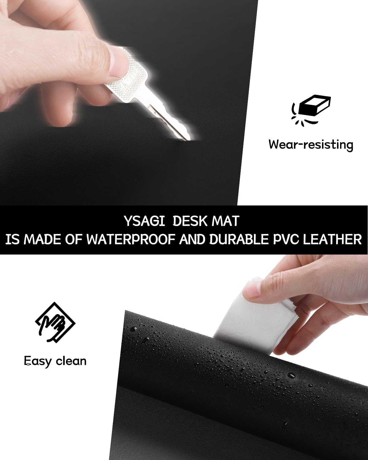 Non-Slip Desk Pad,Mouse Pad,Waterproof PVC Leather Desk Table Protector,Ultra Thin Large Desk Blotter, Easy Clean Laptop Desk Writing Mat for Office Work/Home/Decor(Black, 31.5" x 15.7") 🍁 All In One Marketplace Canada