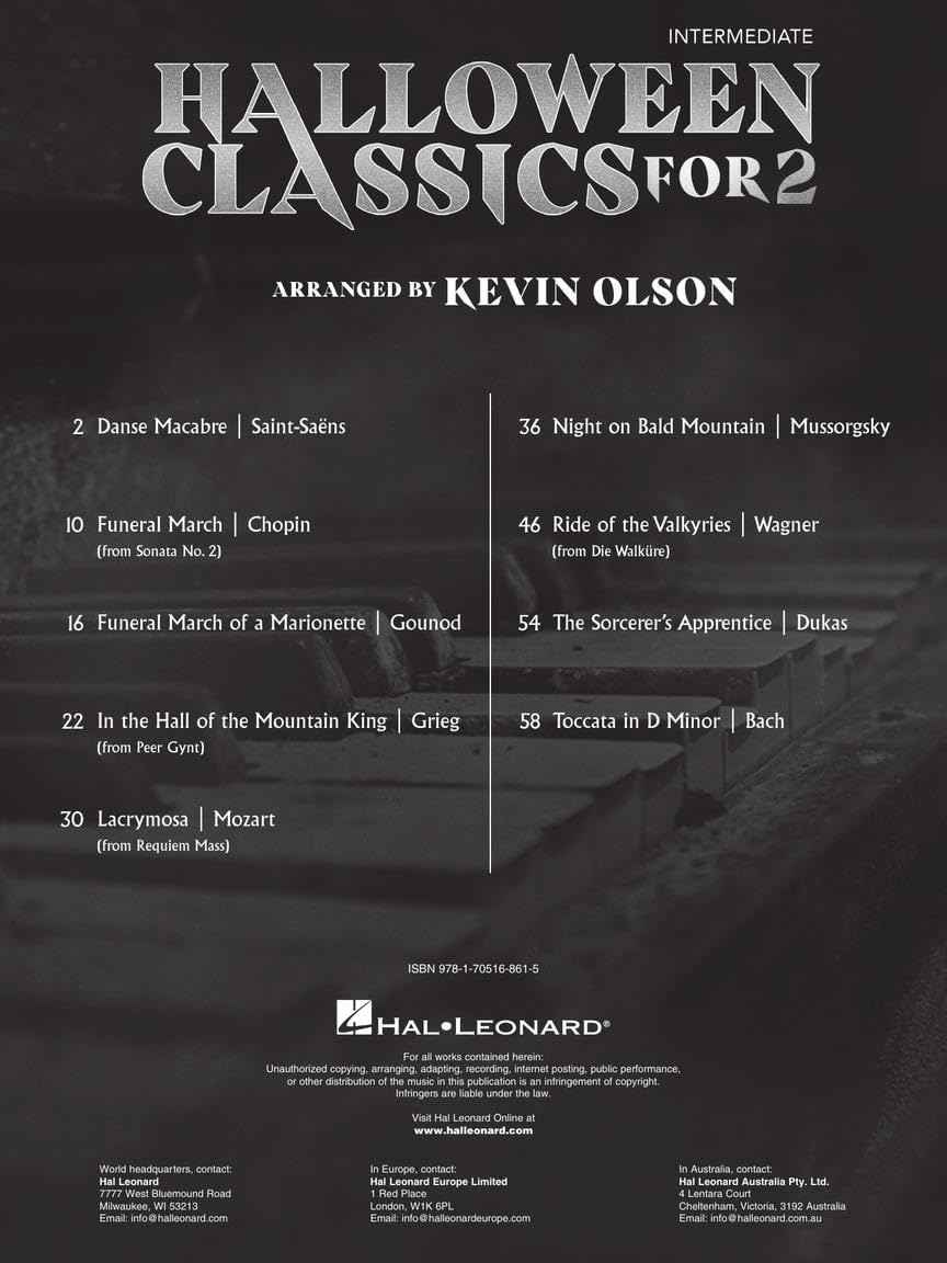 Halloween Classics for Two | Piano Duets Sheet Music for 1 Piano 4 Hands Intermediate Players | Arranged by Kevin Olson | Classical Duet Songbook for Recitals Teaching and Seasonal Performance