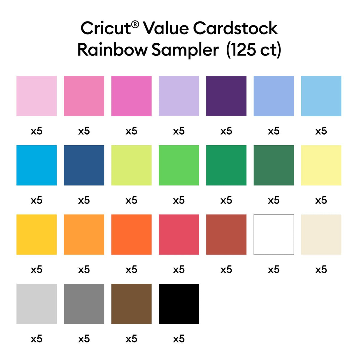 Cricut Value Cardstock Paper, Rainbow Sampler - 125 Sheets (8.5" x 11") - Compatible with Joy Xtra, Explore, & Maker Machines - Letter Size 🍁 All In One Marketplace Canada