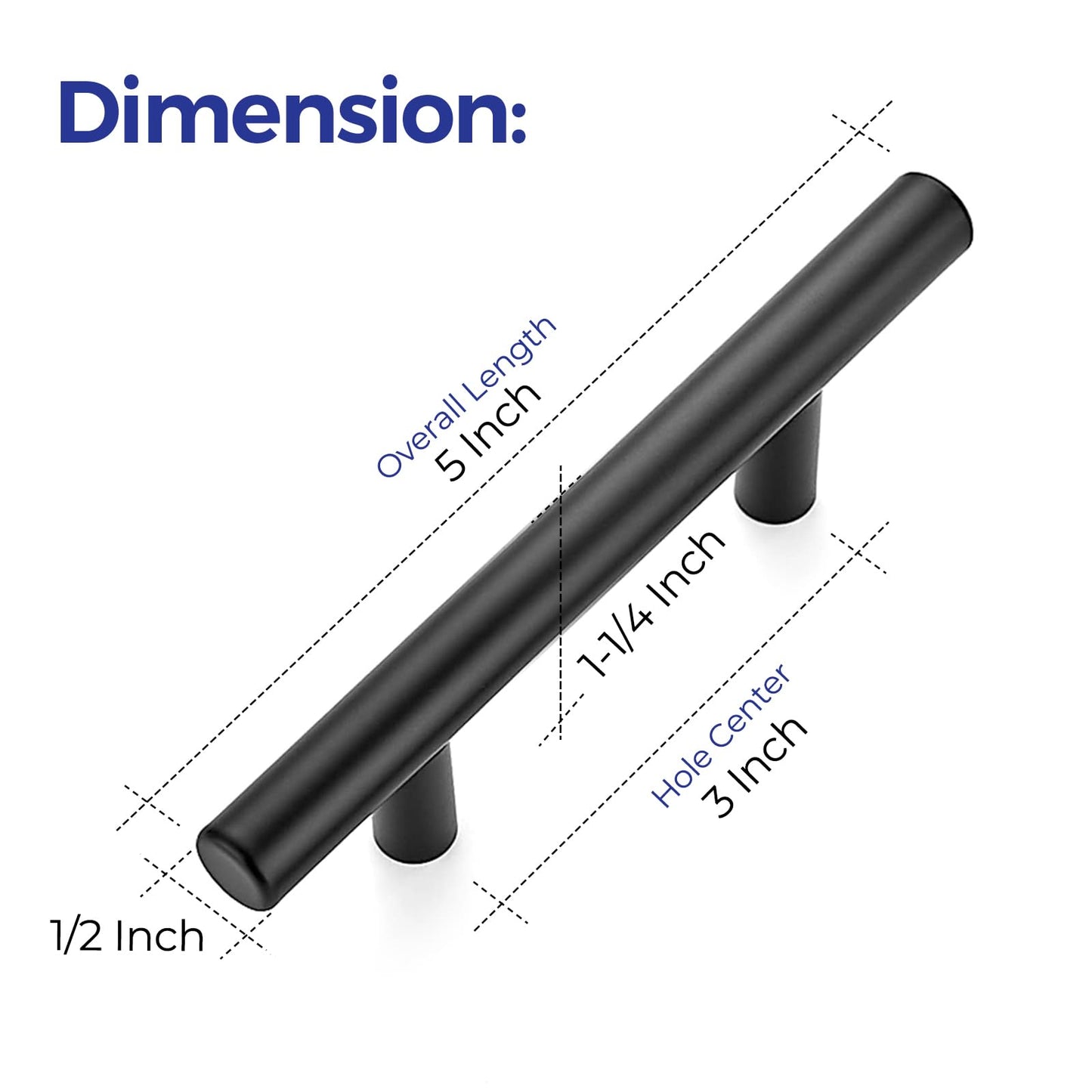 30 Pack | 5'' Cabinet Pulls Matte Black Stainless Steel Kitchen Drawer Pulls Cabinet Handles 5”Length, 3” Hole Center 🍁 All In One Marketplace Canada