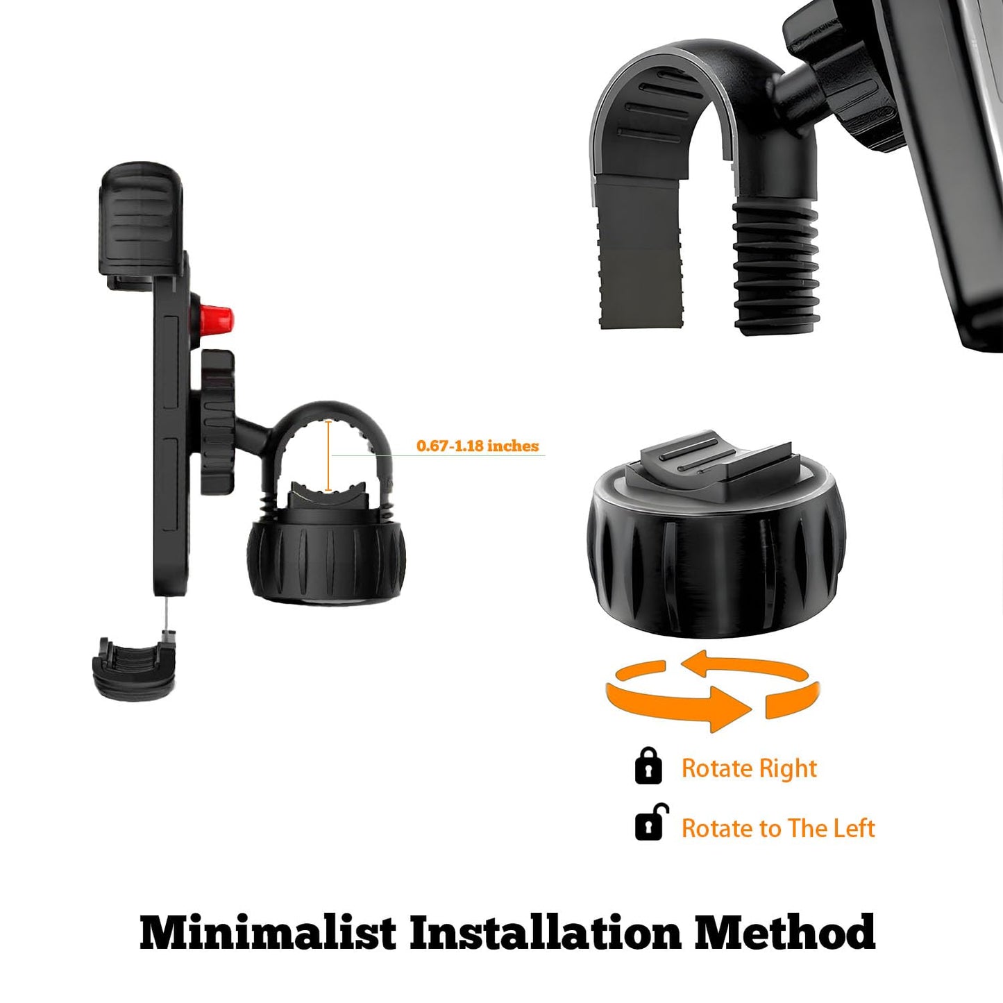 Motorcycle/Bicycle Phone Mount for 4.7-6.8" Phones (Orange) 🍁 All In One Marketplace Canada