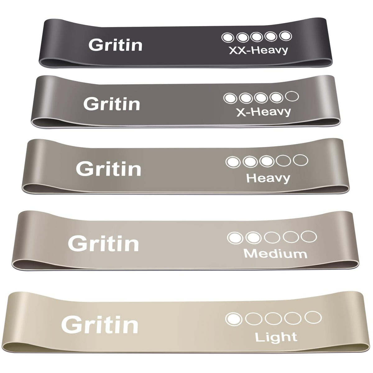 Gritin Resistance Bands, Set of 5 Skin-Friendly Resistance Exercise Band 🍁 All In One Marketplace Canada