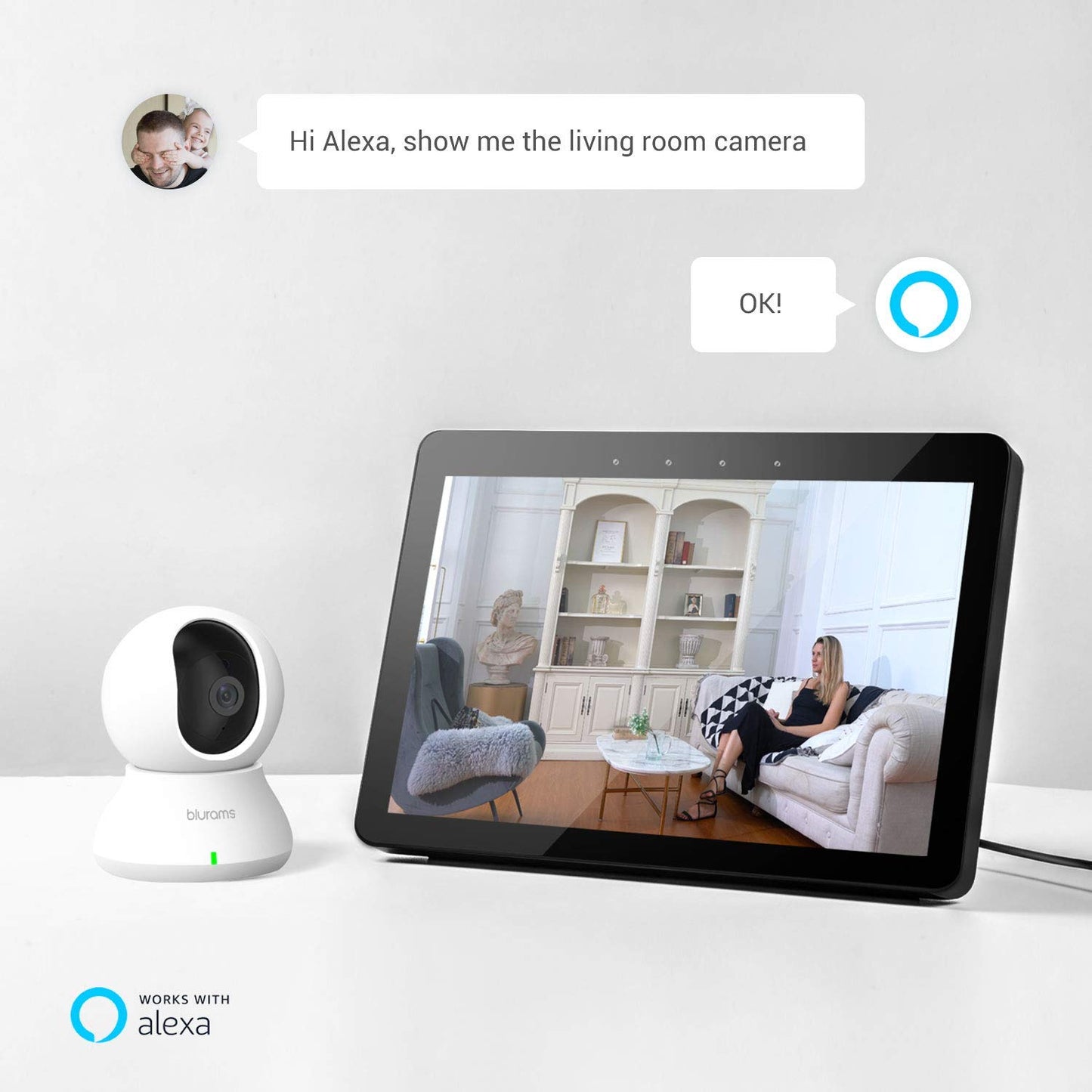 blurams Security Camera, 2K Indoor Camera 360-degree Pet Camera for Home Security w/ Motion Tracking, Phone App, 2-Way Audio, IR Night Vision, Siren, Works with Alexa & Google Assistant,White 🍁 All In One Marketplace Canada