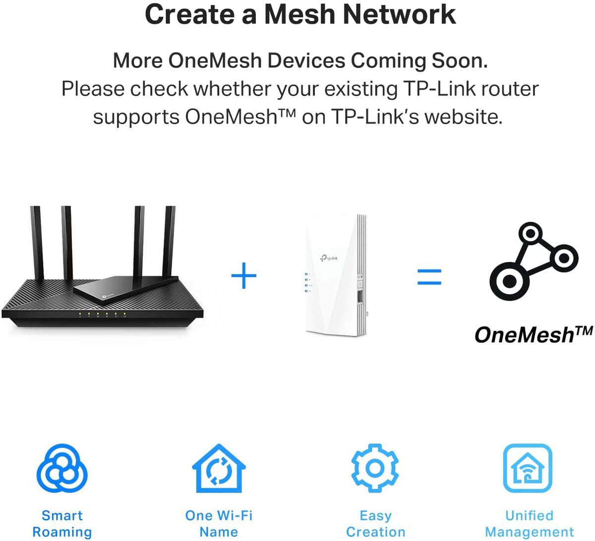 TP-Link AX1800 WiFi Extender Internet Booster (RE600X) - WiFi 6 Range Extender Covers up to 1500 sq.ft and 30 Devices, Dual Band, AP Mode w/Gigabit Port, APP Setup 🍁 All In One Marketplace Canada