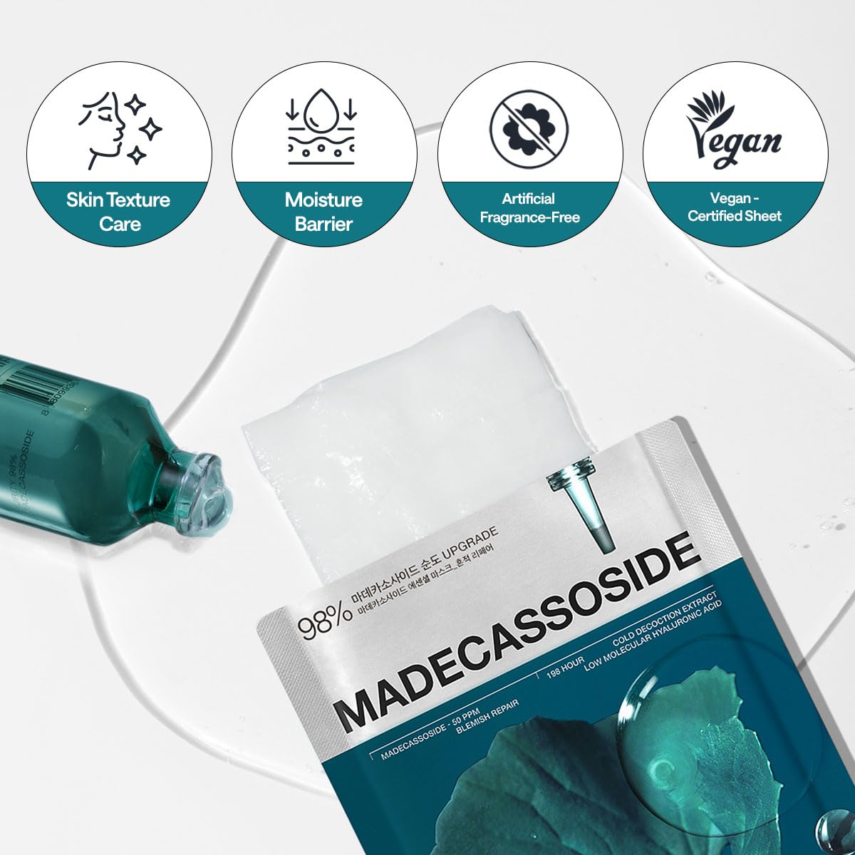 MEDIHEAL Madecassoside Essential Face Mask - Korean Skincare, Blemish Repair with Hyaluronic Acid, Moisture Barrier & Skin Texture Care for Women, Vegan Formula (10 Sheets) 🍁 All In One Marketplace Canada