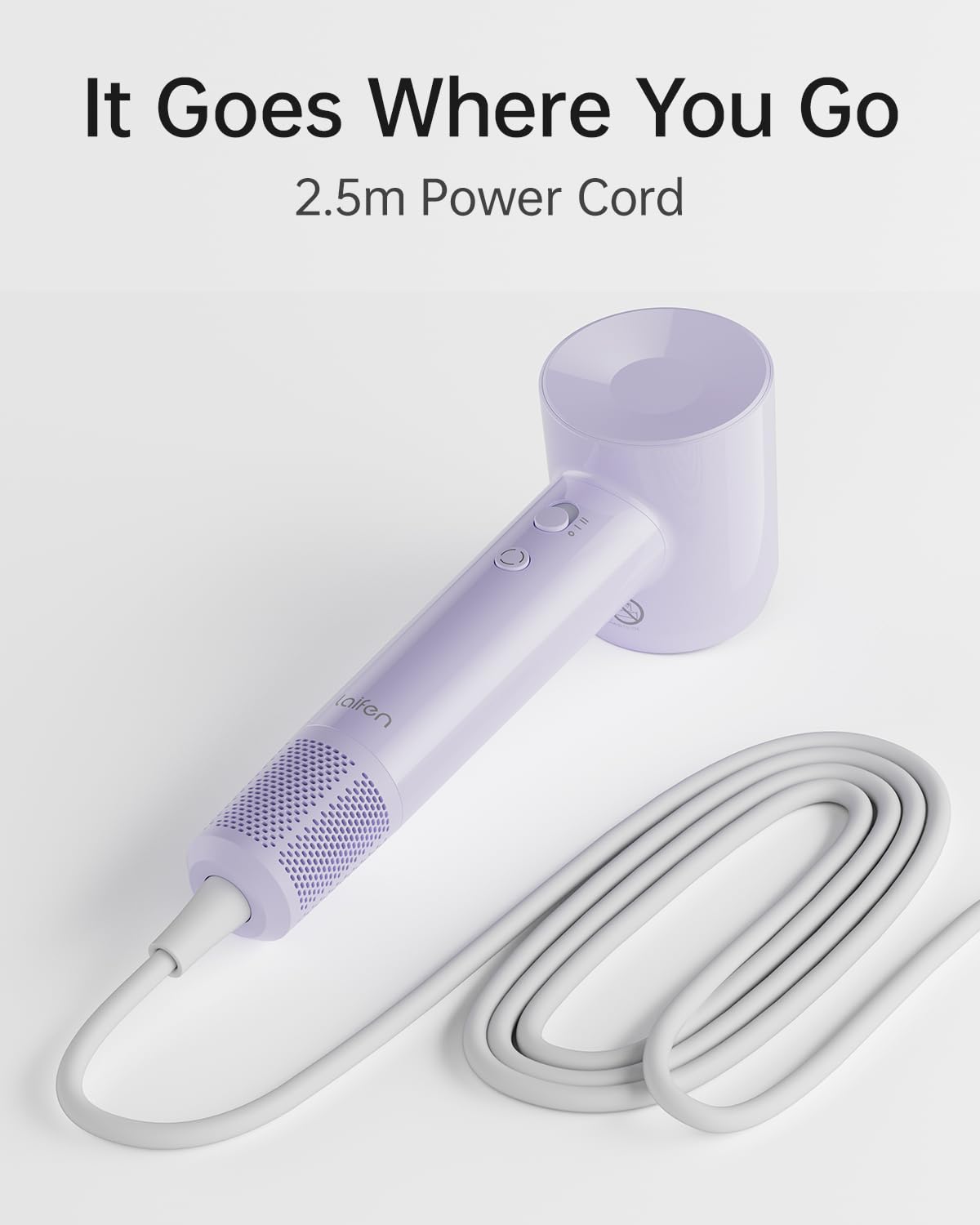 Laifen SE Lite Professional Hair Dryer, High-Speed Blow Dryer 100,000 RPM Brushless, Ionic Hair Dryer with Diffuser for Curly Hair , Fast Drying Low Noise, Diffuser Hair Dryer for Women and Men Lightweight Thermo-Control with 2 Nozzles, HD110