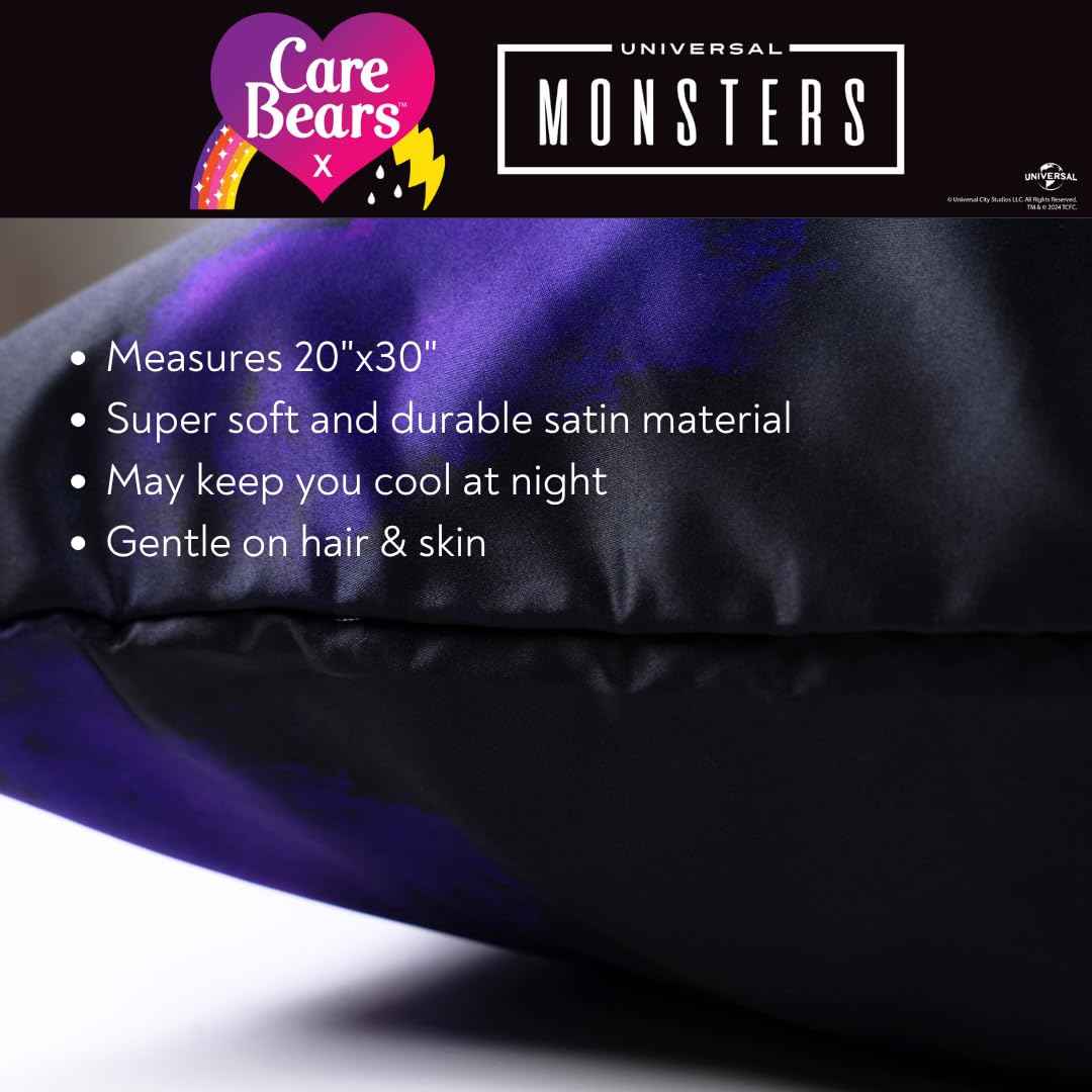 Care Bears x Universal Monsters Halloween Beauty Silky Satin Standard Reversible Pillowcase Cover 20x30 for Hair and Skin, (Officially Licensed Product) by Franco Collectibles