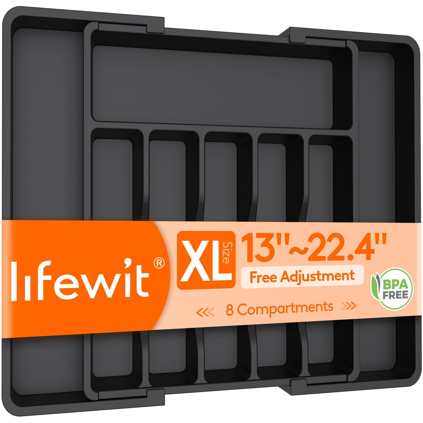 Lifewit Extra Large Cutlery Organizer, Expandable Silverware Drawer Organizer for Kitchen, Adjustable Cutlery Tray Drawer Organizer for Spoon Forks Knives, Cutlery Crocks, 13-22 x 15", Black 🍁 All In One Marketplace Canada