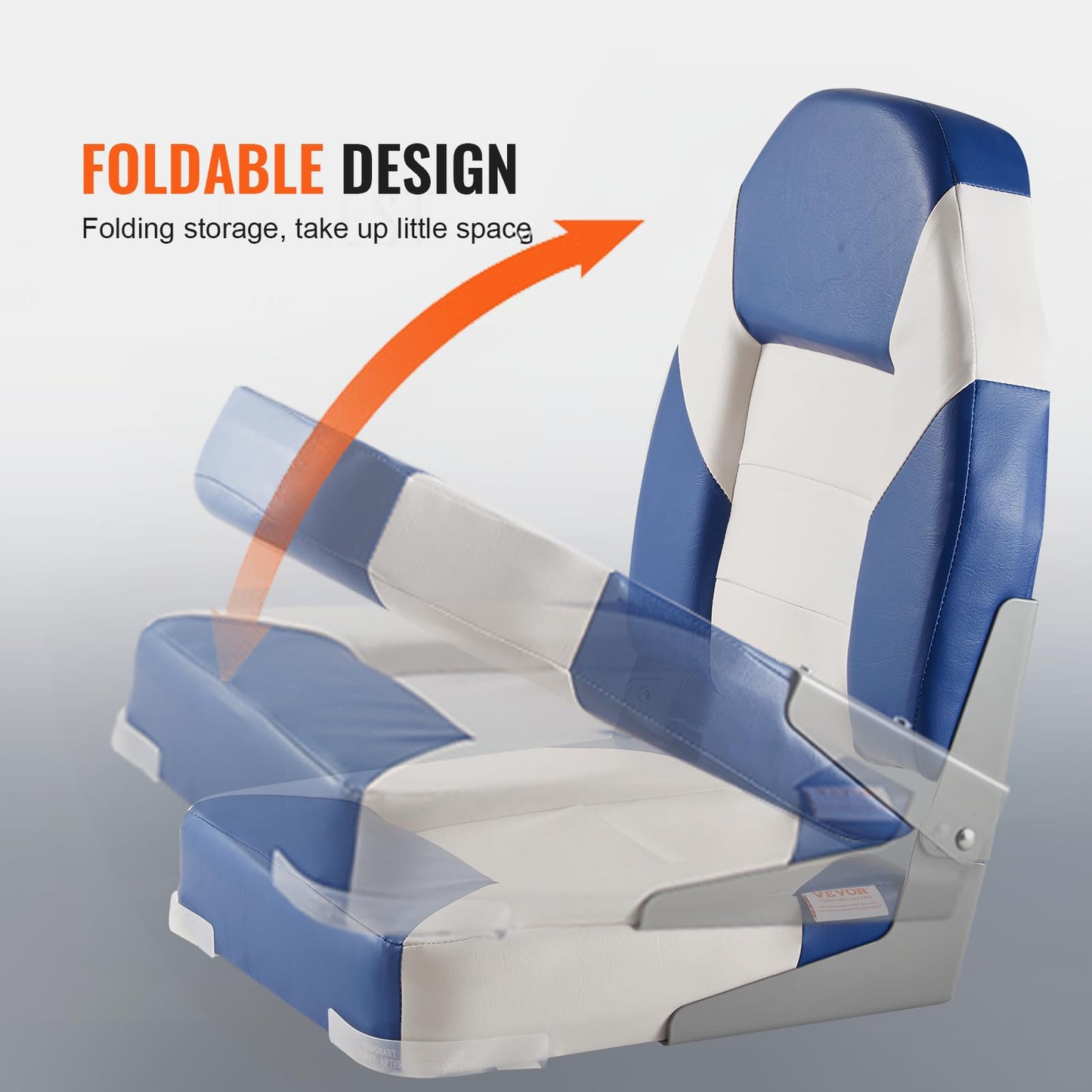 VEVOR High Back Boat Seats, 21.85" Folding Chair with Thickened Sponge Padding and Hinge, Fold-Down Captain Chairs for Fishing, Sightseeing, Speedboat, Canoe, 2-Pack 🍁 All In One Marketplace Canada
