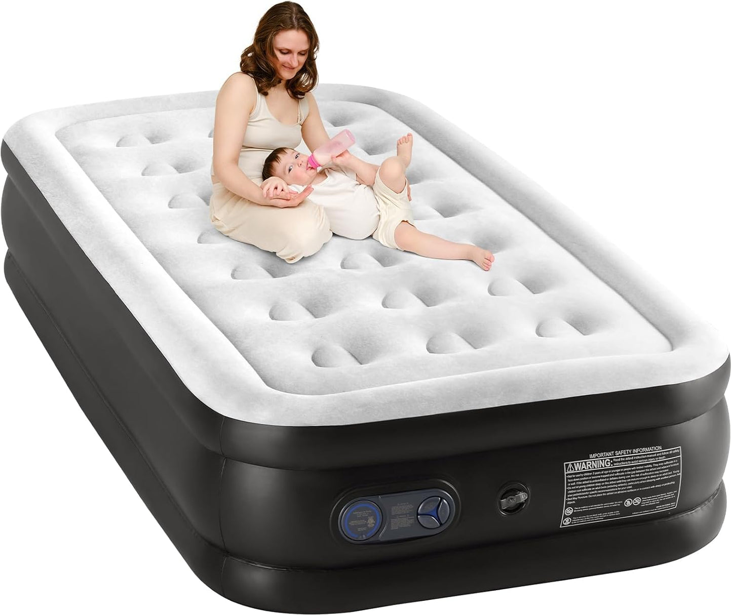 Sweetcrispy Twin Air Mattress, 18" Inflatable Blow Up Airbed with Built-in High Capacity Pump, Double Height, Non-Slip Bottom Design, Weight Capacity 660 lbs Air Bed for Home or Camping 🍁 All In One Marketplace Canada