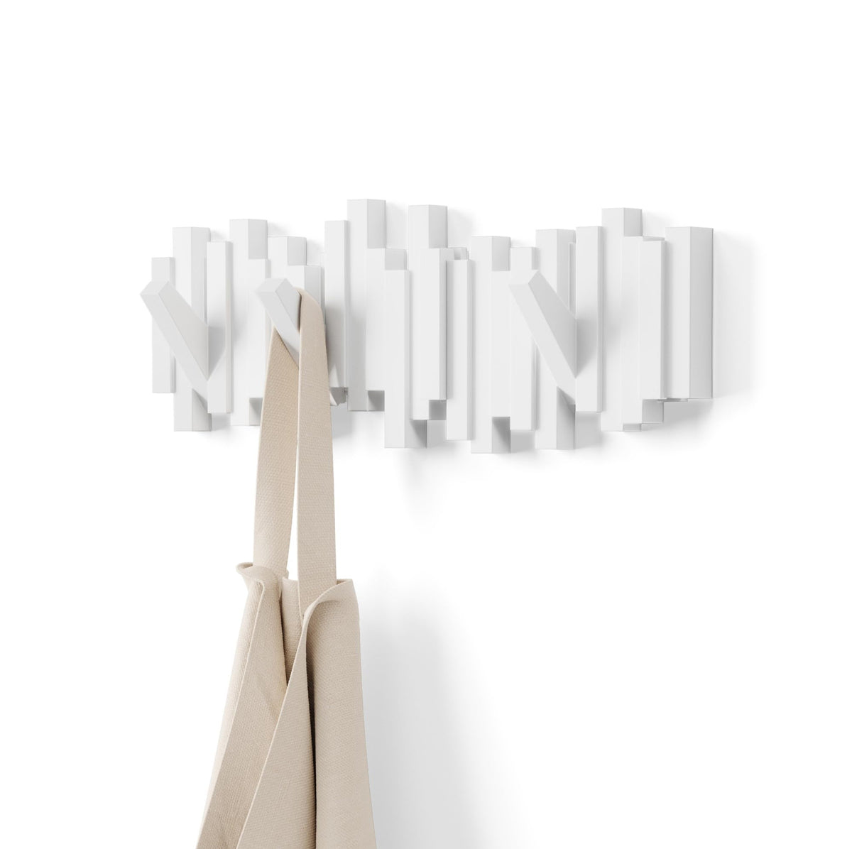 Umbra Sticks Wall-Mounted Coat Rack Rail Hook with 5 Retractable Pegs – Modern, Space-Saving Storage Organizer, White 🍁 All In One Marketplace Canada