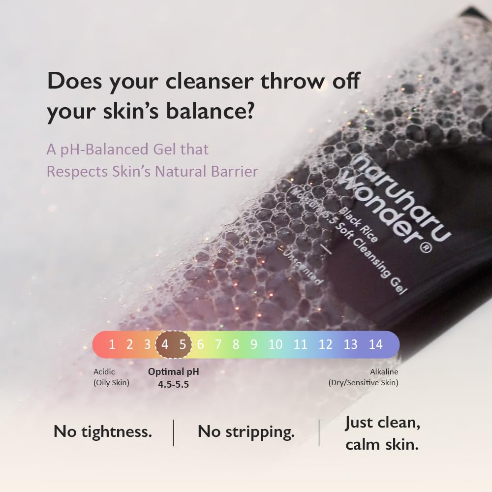 Haruharu Wonder Black Rice Moisture 5.5 Soft Cleansing Gel 100ml Fermented Black Rice Face Wash Foam Cleanser 🍁 All In One Marketplace Canada