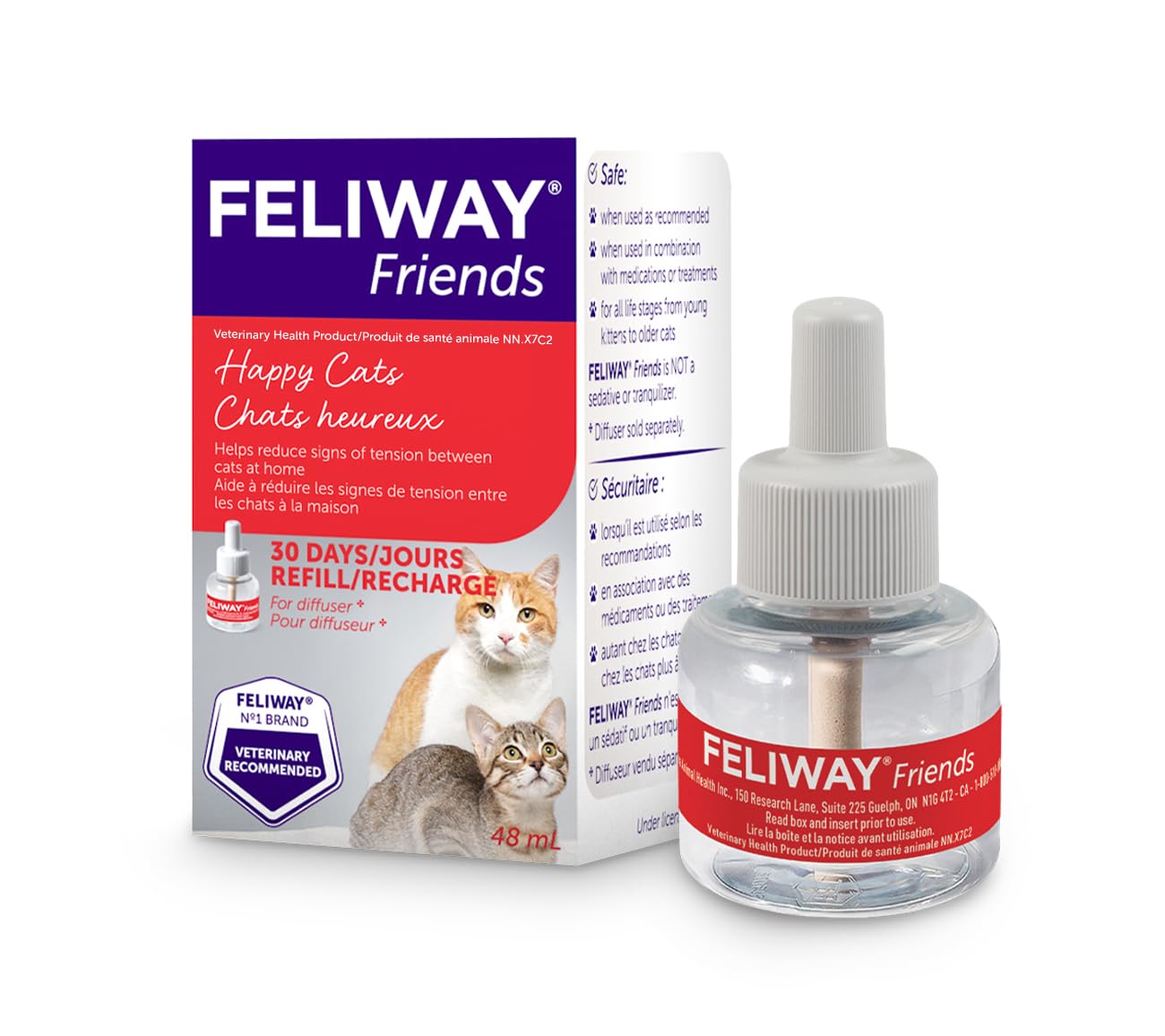 FELIWAY Friends Diffuser Refill, Promotes harmony between cats in multi-cat households, VHP Registered NN.X7C2, includes 1 Refill, Lasts 30 Days, Cat Calming Pheromones, 48ml 🍁 All In One Marketplace Canada
