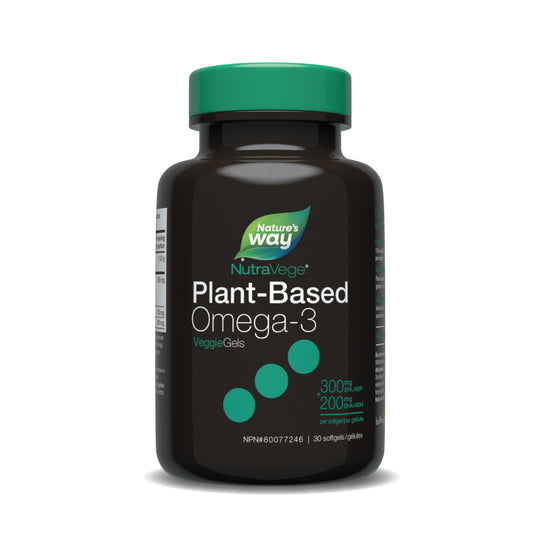 Nature’s Way NutraVege Plant-Based Omega-3 – 300mg EPA + 200mg DHA – Supports Heart, Brain & Eye Health – Plant Based – 30 Softgels 🍁 All In One Marketplace Canada