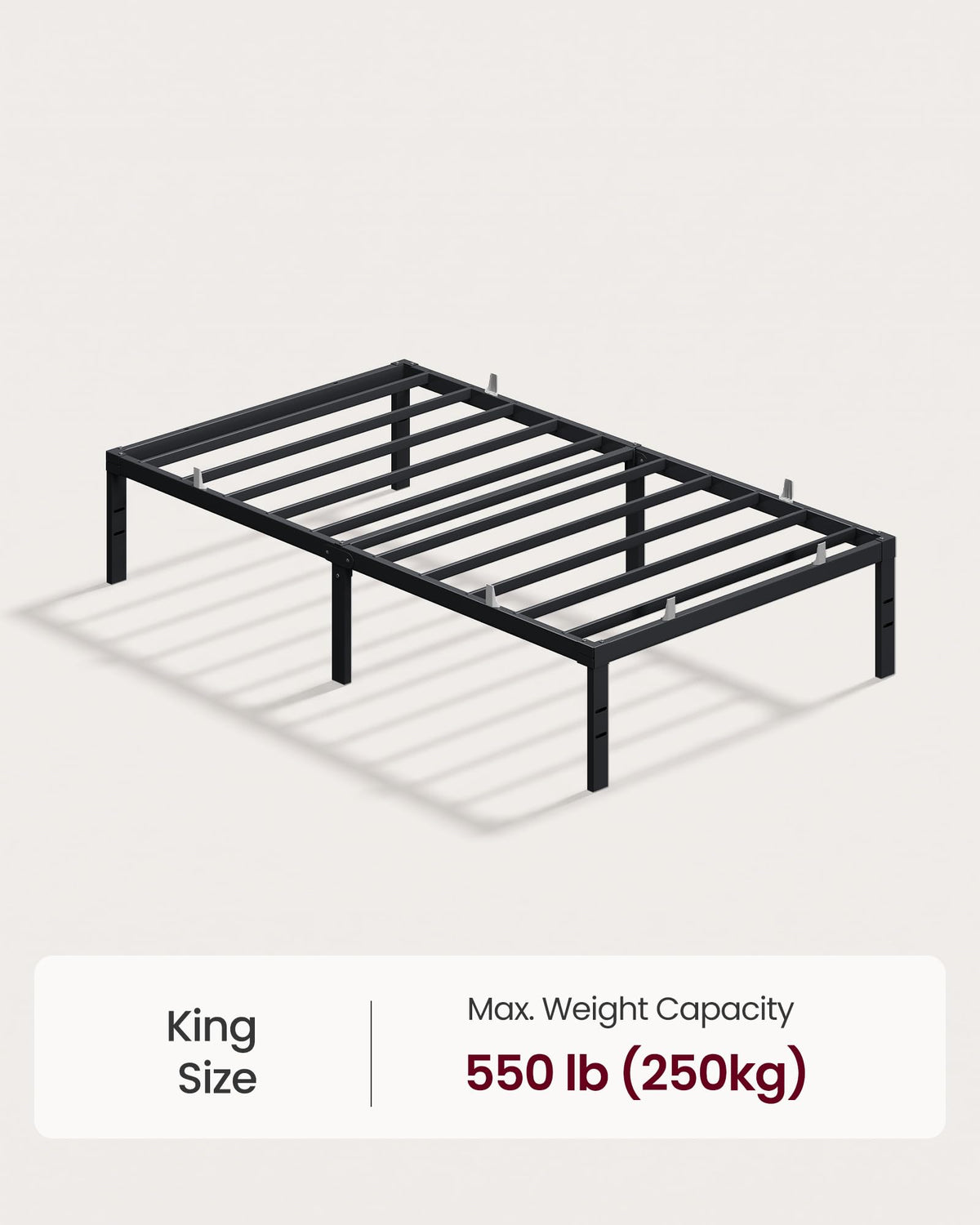 VASAGLE Twin Metal Bed Frame 14 Inches Tall, 550 lb Weight Capacity Heavy Duty Platform Bed Frame with Under-Bed Storage, No Box Spring Needed, Matte Black URMB653BD02 🍁 All In One Marketplace Canada