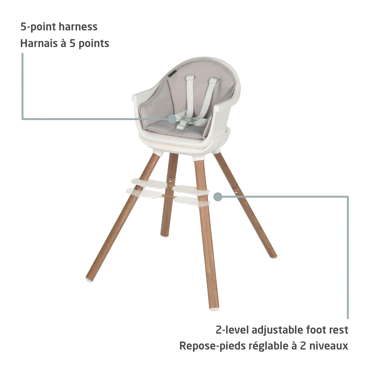 Maxi-Cosi Moa 8-in-1 High Chair, removable kitchen booster, converts to stool, table and chair, easy to clean, Horizon Sand 🍁 All In One Marketplace Canada