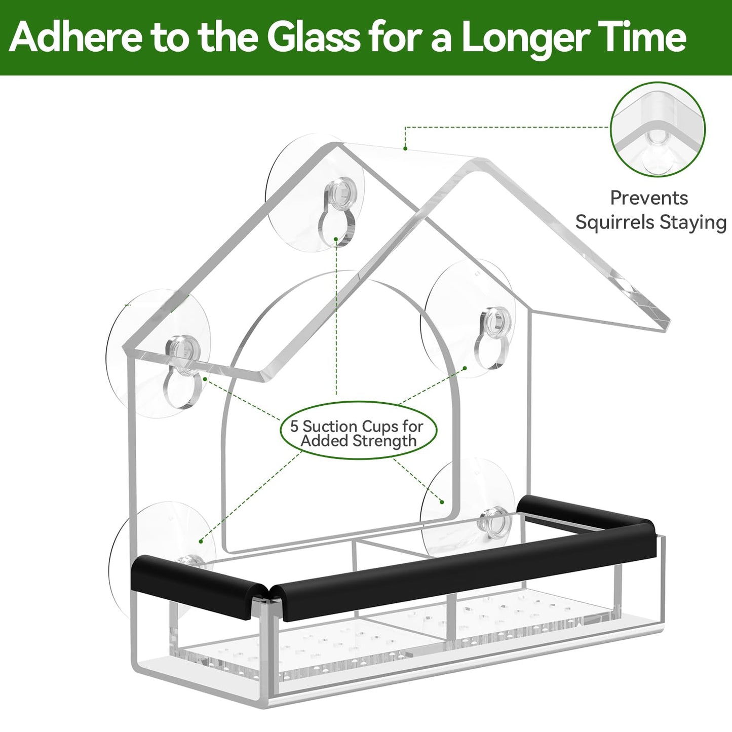 Clear Window Bird Feeder with 5 Extra Strong Suction Cups, DY-SKTY Sturdy and Durable Acrylic Birdfeeders for Viewing Wild Birds Outside, as a Bird Watching Gift, Outdoor Birdhouse Box, Garden Decor 🍁 All In One Marketplace Canada