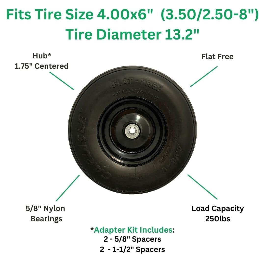 Easy Fit 4.00-6 Flat-Free Wheel Assembly for Residential Wheelbarrow Black 🍁 All In One Marketplace Canada