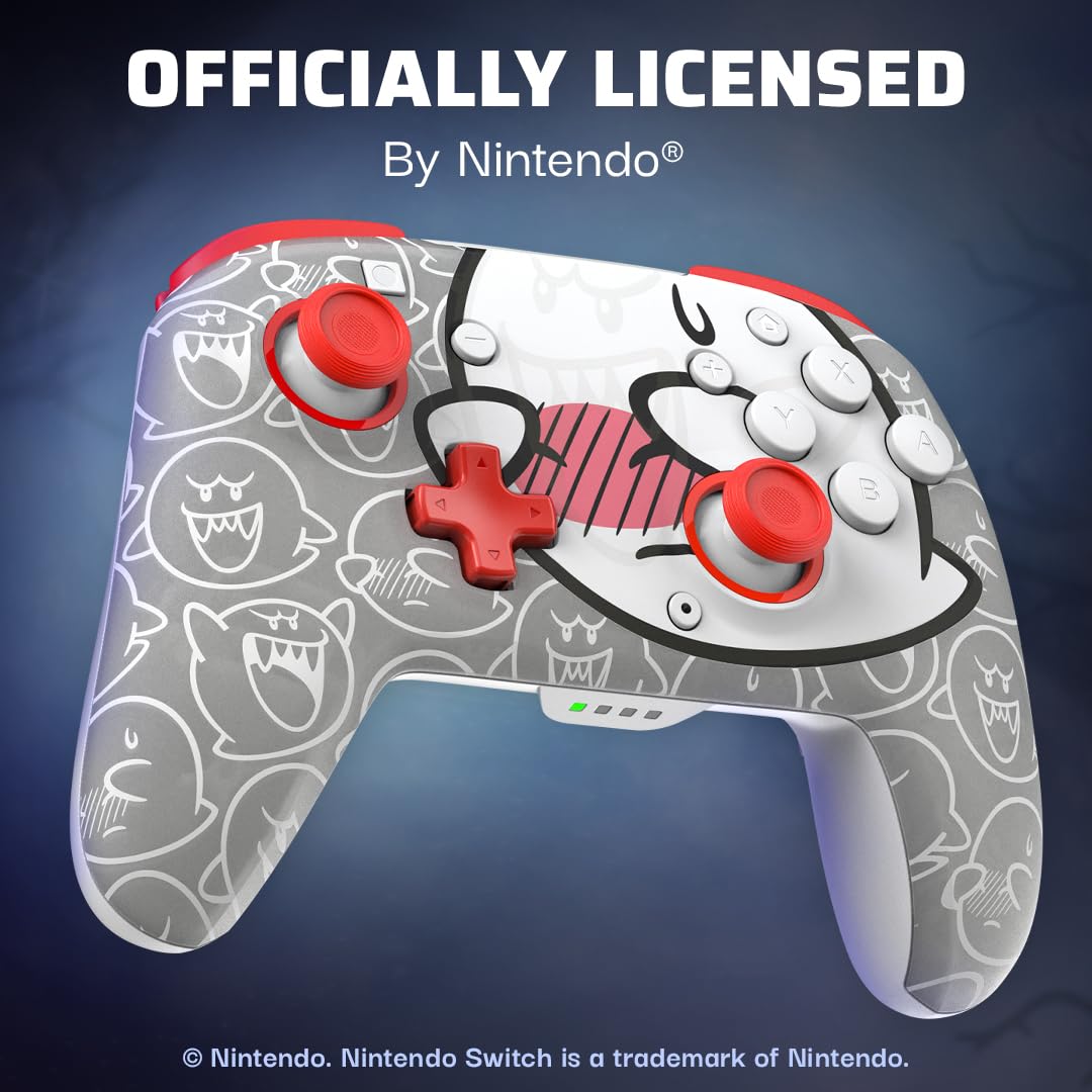 PDP Rematch Wireless Controller: Boo-Hoo - Nintendo Switch/Switch Lite/Switch - OLED Model, Nintendo Switch 2, Glows in the Dark, Rechargeable Battery 🍁 All In One Marketplace Canada