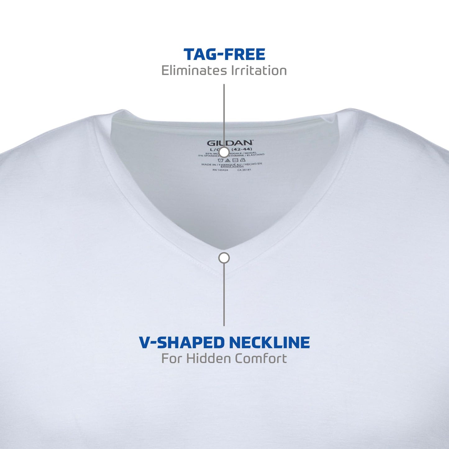 Gildan Men's V-Neck T-Shirts, Multipack, Style G1103, White (6-Pack), Large 🍁 All In One Marketplace Canada