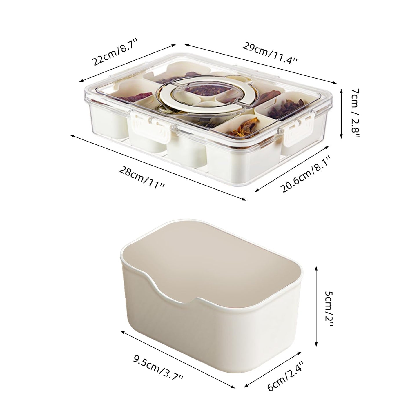 Pure Future Snackle Box Container with Handle - 8 Compartment Divided Serving Tray with Lid - Crystal Clear Charcuterie Box for Travel, Parties, Movie Nights & Daily Snacks (Hand Wash Only) 🍁 All In One Marketplace Canada
