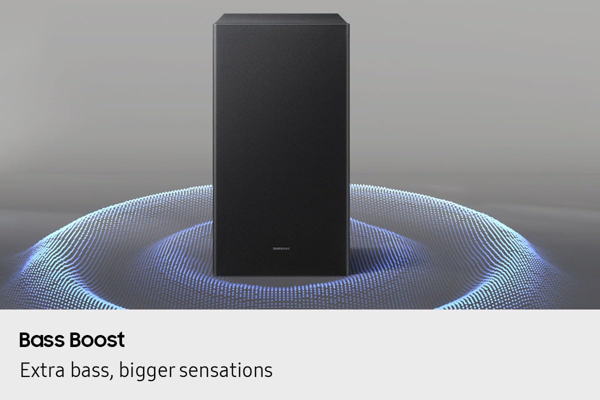 Samsung Sound Bar HW-B550F/ZC, 2.1 Channel, Subwoofer, 300 watts, Surround Sound, Bass Boost, Dolby Digital, DTS Virtual:X, Adaptive Sound, Bluetooth, HDMI ARC, Game Mode, Soundbar 🍁 All In One Marketplace Canada