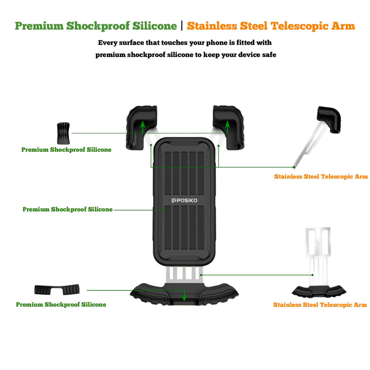 Motorcycle/Bicycle Phone Mount for 4.7-6.8" Phones (Orange) 🍁 All In One Marketplace Canada