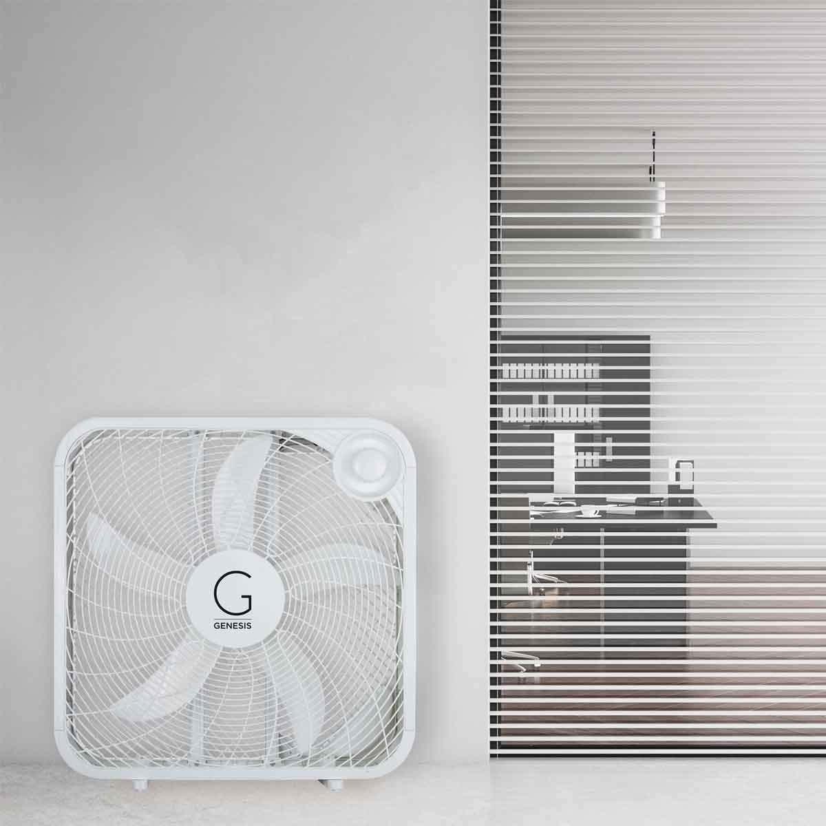 Genesis 20" Box Fan, 3 Settings, Max Cooling Technology, Carry Handle, White (G20BOX-WHT) 🍁 All In One Marketplace Canada