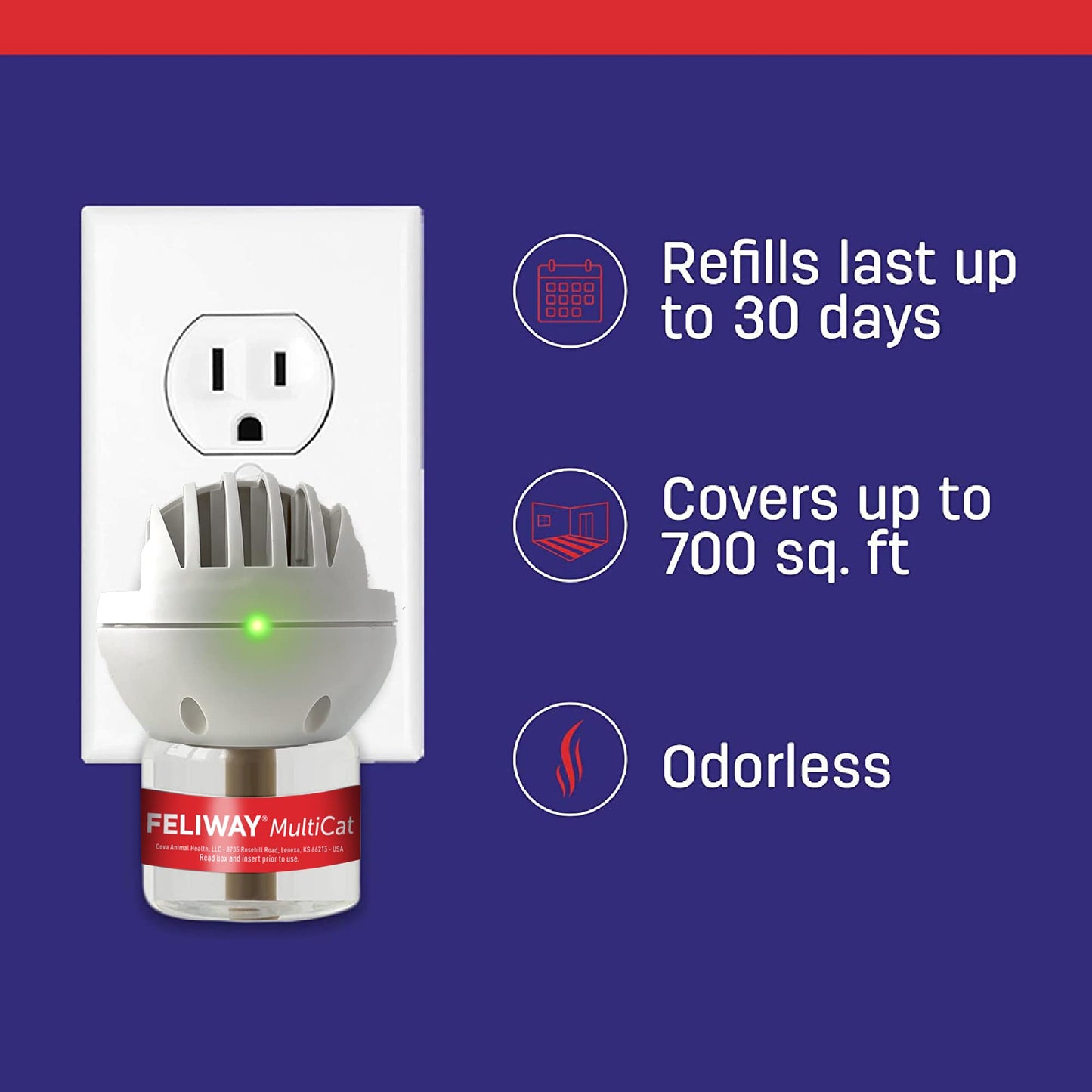 FELIWAY Friends Diffuser Refill, Promotes harmony between cats in multi-cat households, VHP Registered NN.X7C2, includes 1 Refill, Lasts 30 Days, Cat Calming Pheromones, 48ml 🍁 All In One Marketplace Canada