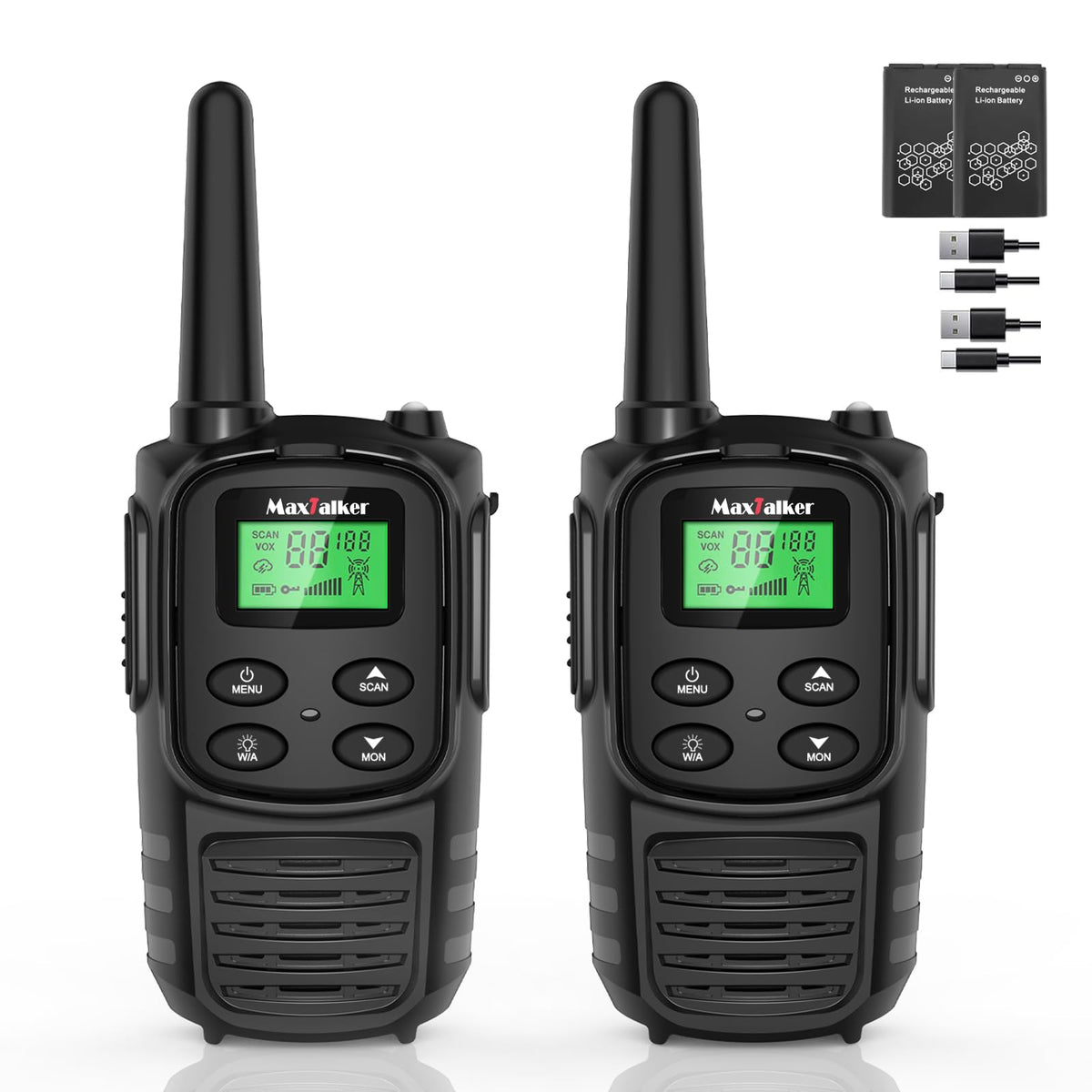 Walkie Talkies Long Range for Adult, MT10 Rechargeable Walkie Talkies FRS Two Way Radio, NOAA, 1200mAh Li-ion Battery USB-C Cable, LED Flashlight, VOX Walkie Talkie for Hiking Camping 2Pack 🍁 All In One Marketplace Canada
