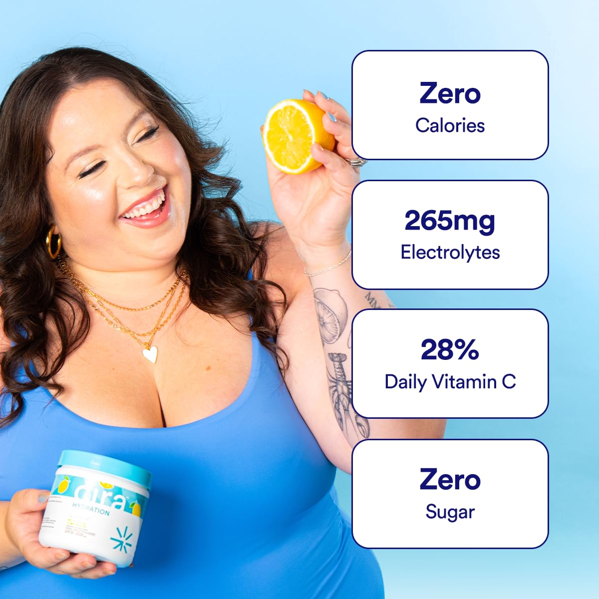 Cira Hydration Electrolytes Powder - Cira x Alicia McCarvell’s Daily Electrolyte Powder, Sugar Free w Himalayan Salt, Magnesium, & Potassium for Dehydration Relief - Self-Love Lemonade, 45 Servings 🍁 All In One Marketplace Canada